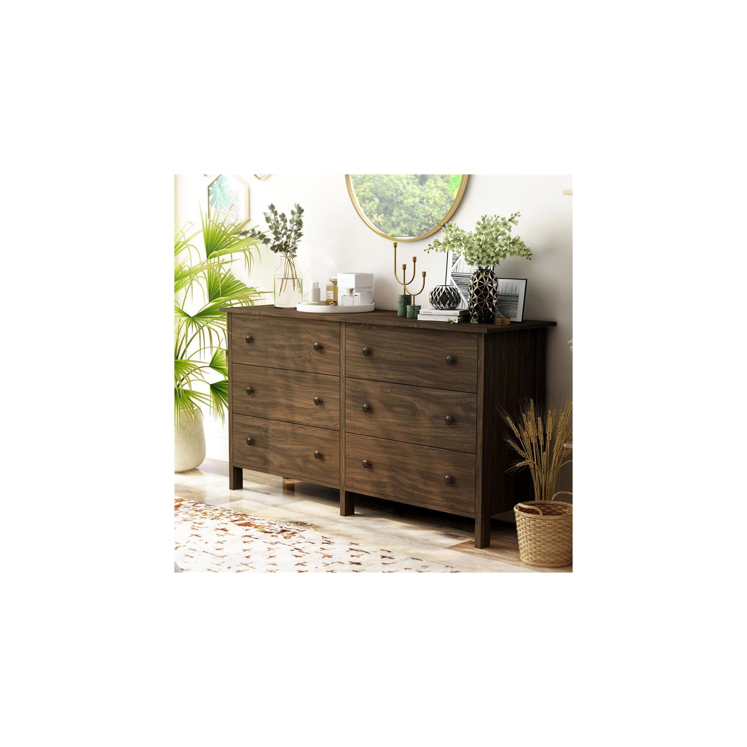 Furniture of America Zillett Transitional Wood 6-Drawer Dresser in Brown Wenge
