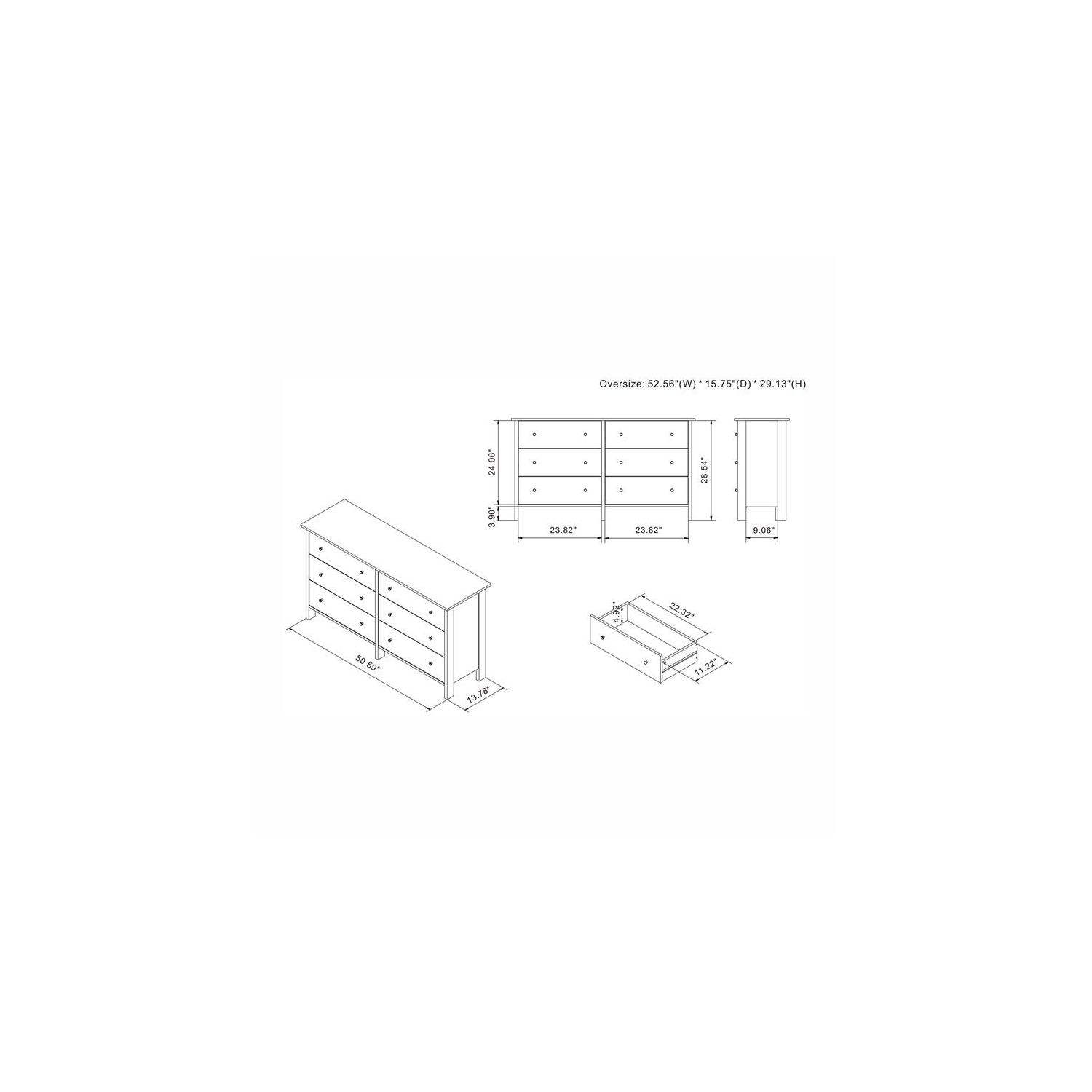 Furniture of America Zillett Transitional Wood 6-Drawer Dresser in Brown Wenge