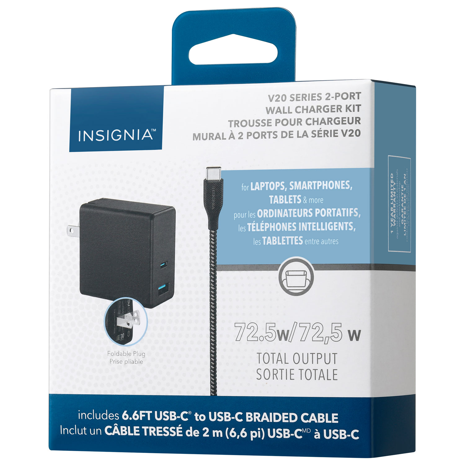 Chargeur mural USB-C GaN de 72,5 W d'Insignia avec port USB-A - Exclusivité de Best Buy