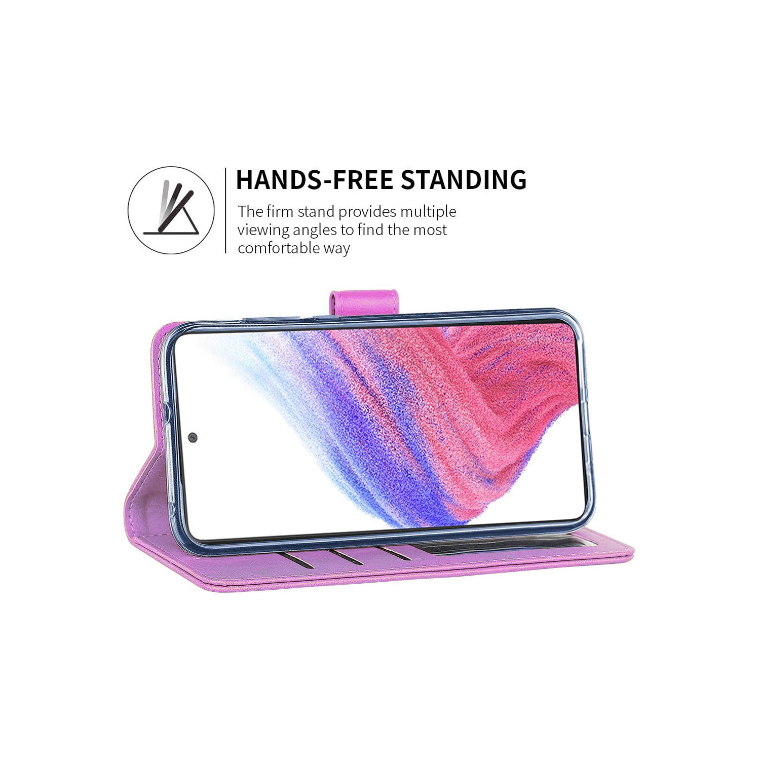 Leather Folio Premium Wallet for Samsung Galaxy A53 5G, PU Leather Pouch with Magnetic Card Slot, Lanyard with 360° Protection Mobile Case &