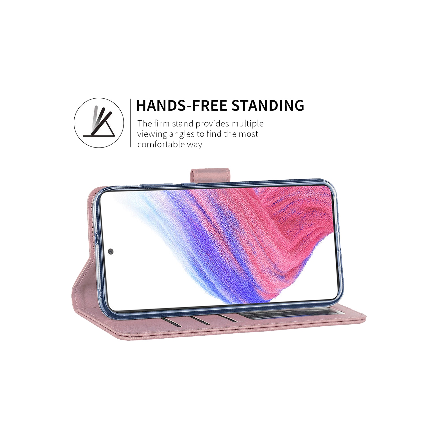 XCRS Leather Folio Premium Wallet for Samsung Galaxy A53 5G, PU Leather Pouch with Card Slot and Wristband Lanyard with 360° Protection Mobile Case &