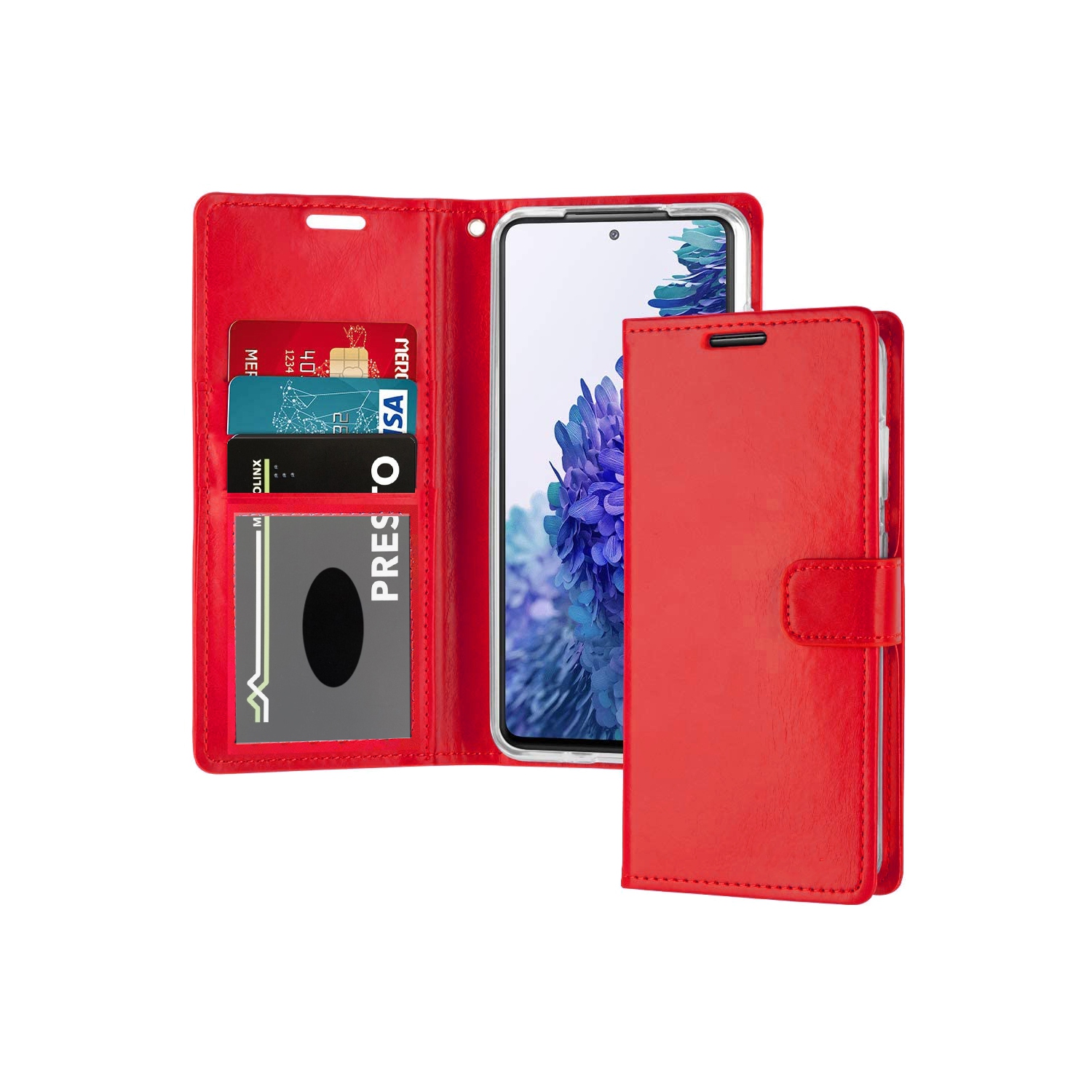 XCRS Leather Folio Premium Wallet for Samsung Galaxy A53 5G, PU Leather Pouch with card slot and Wristband Lanyard with 360° Protection Mobile Case &