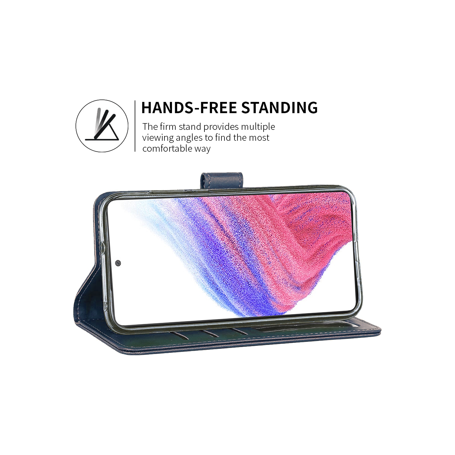 XCRS Leather Folio Premium Wallet for Samsung Galaxy A53 5G, PU Leather Pouch with Card Slot and Wristband Lanyard with 360° Protection Mobile Case &