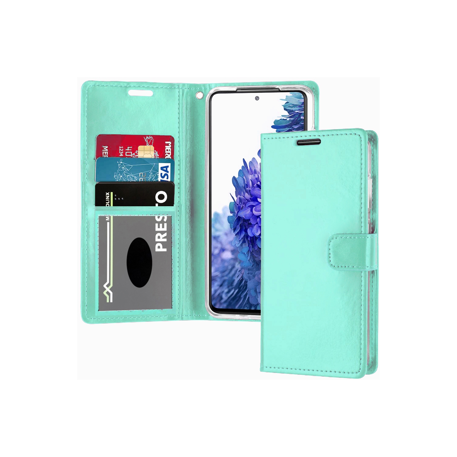 XCRS Leather Folio Premium Wallet for Samsung Galaxy A53 5G, PU Leather Pouch with Card Slot and Wristband Lanyard with 360° Protection Mobile Case &