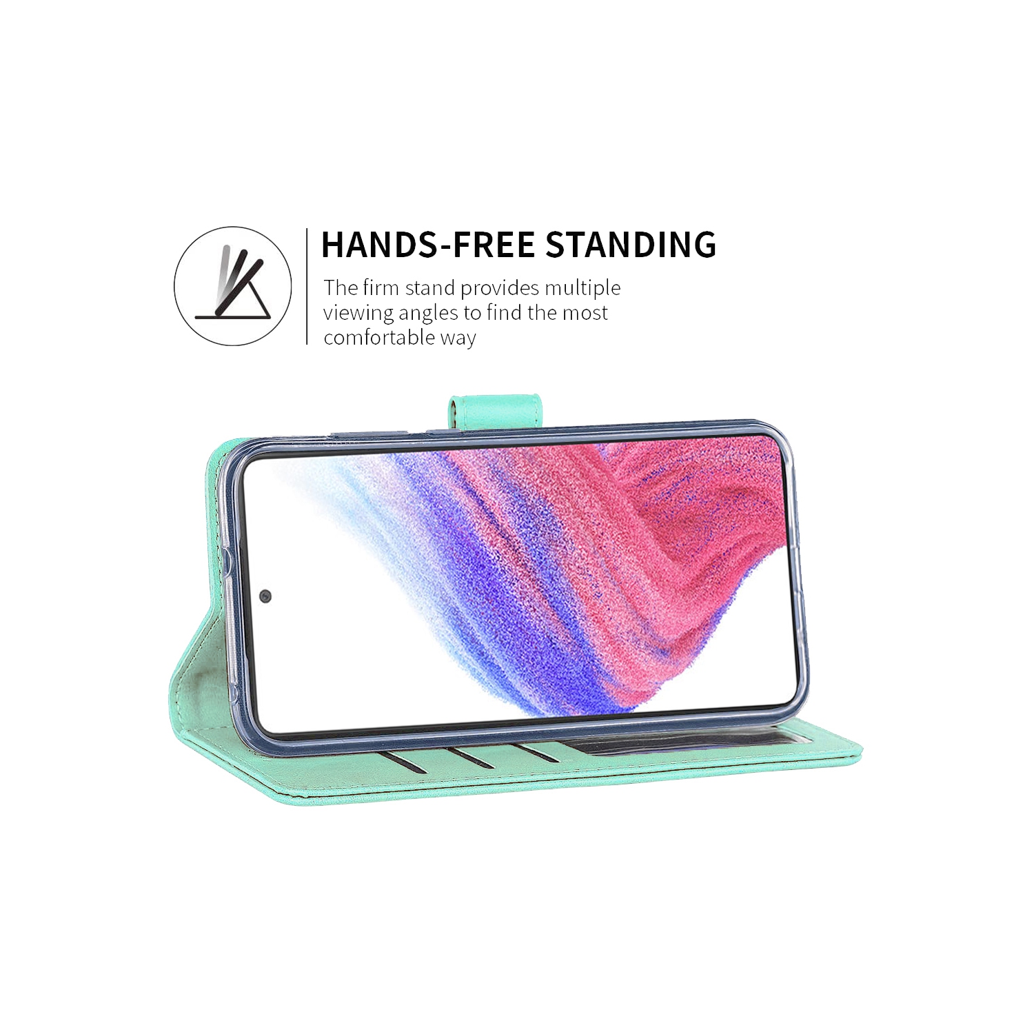 XCRS Leather Folio Premium Wallet for Samsung Galaxy A53 5G, PU Leather Pouch with Card Slot and Wristband Lanyard with 360° Protection Mobile Case &