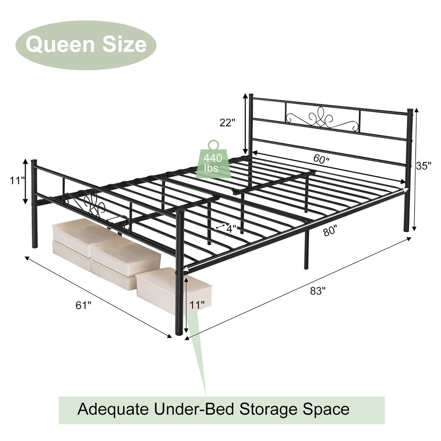 Costway Twin\Queen\Full Metal Platform Bed Frame with Headboard and Footboard No Box Spring Needed