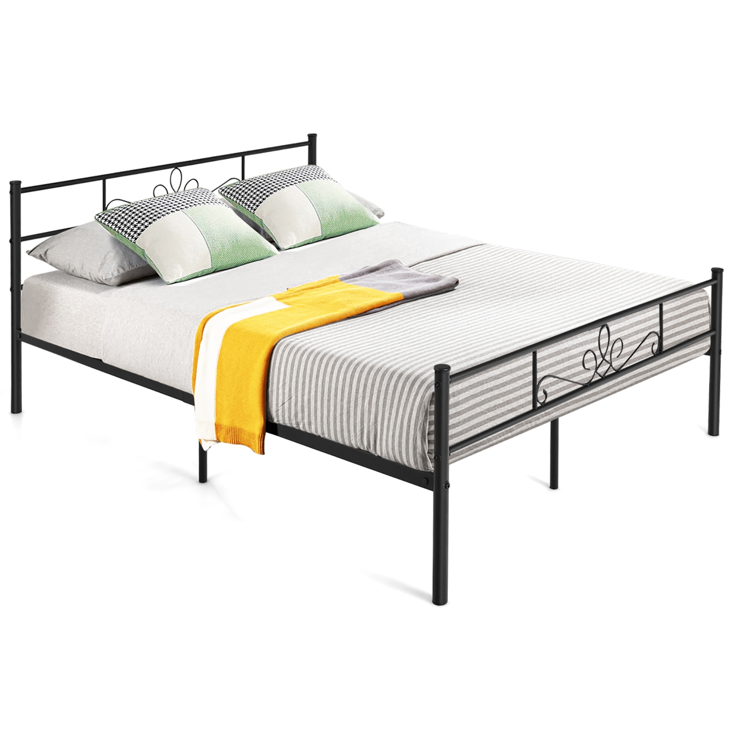 Costway Twin\Queen\Full Metal Platform Bed Frame with Headboard and Footboard No Box Spring Needed