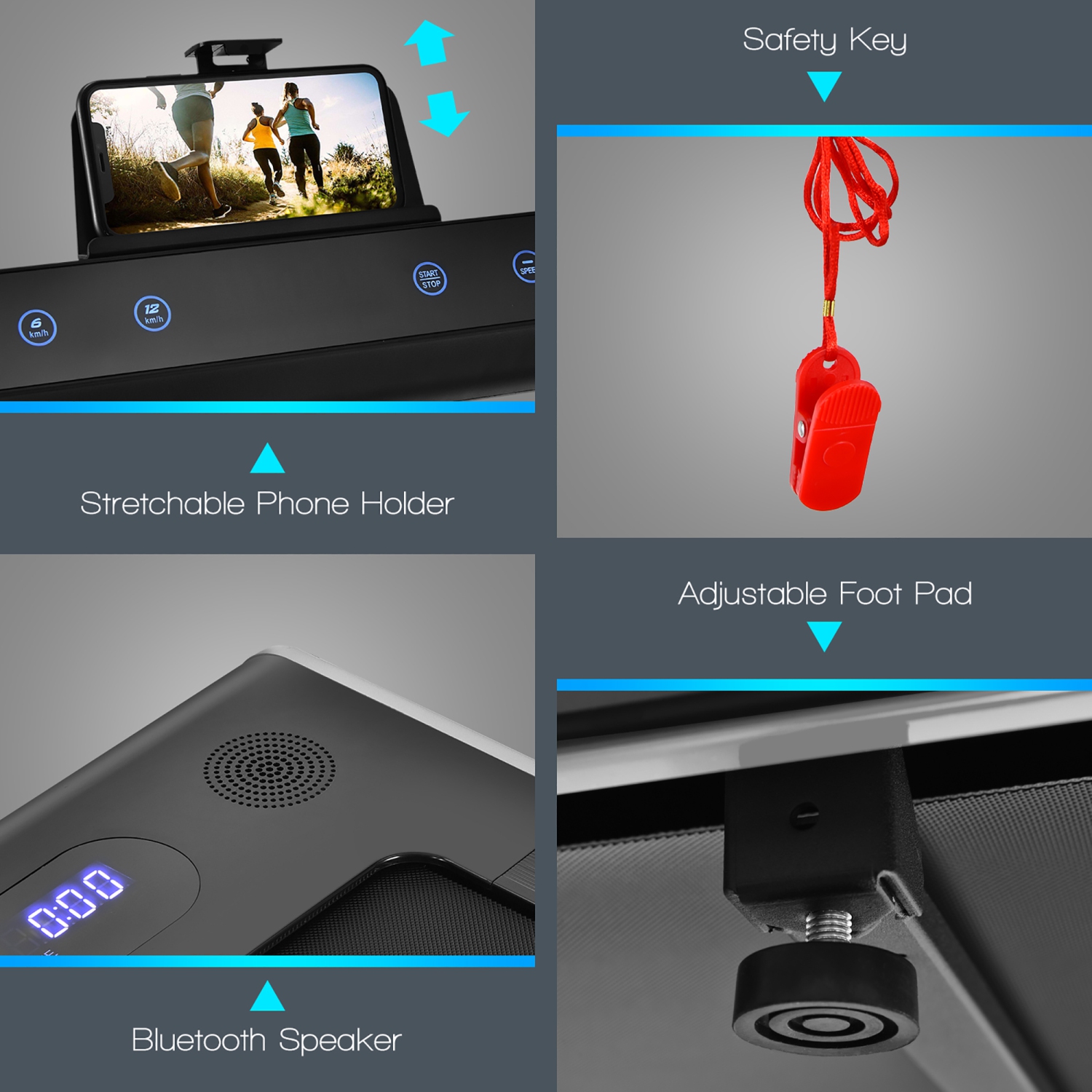 Tapis roulant de jogging repliable 2-en-1 2,25&nbsp;HP de Costway avec deux écrans DEL