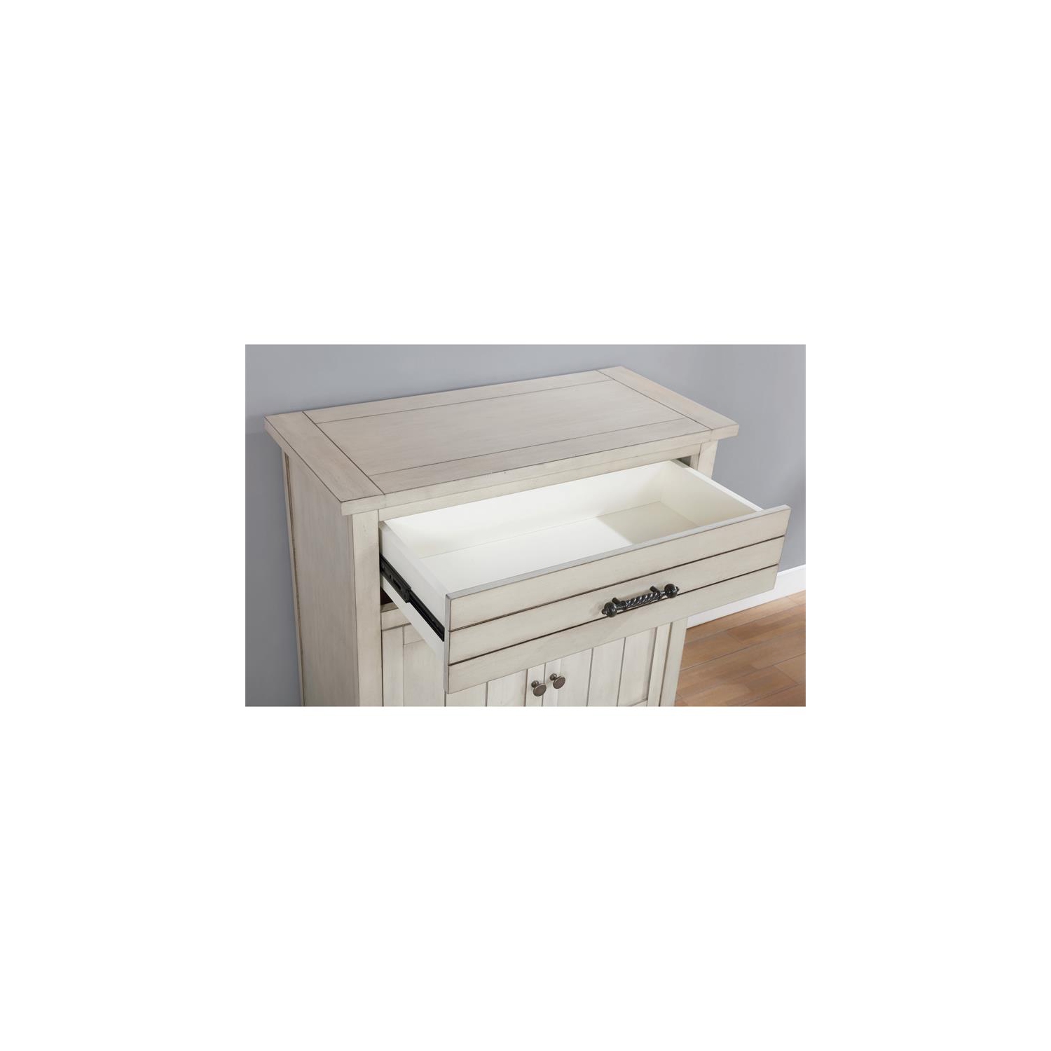 Armoire de couloir à 1 tiroir en bois de la collection Furniture of America Bombas, blanc antique