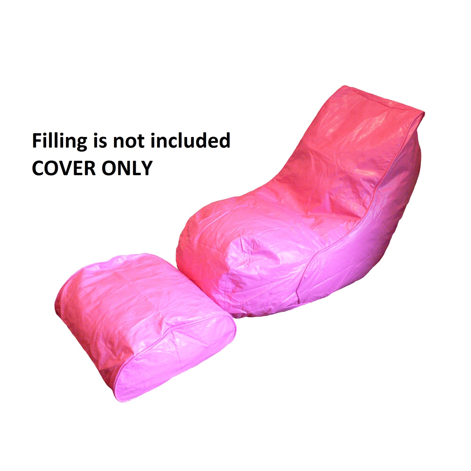 Boscoman - Vinyl Beanbag Adult Lounger w/footrest Chair - Pink COVER ONLY - 96063062