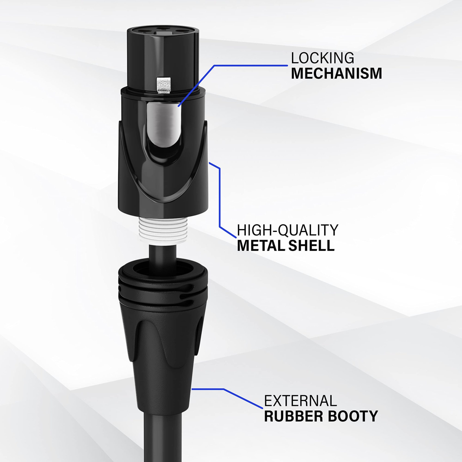 LyxPro – Câble XLR pour microphone de 150 pi, mâle vers femelle, câble de micro à 3 broches, rouge