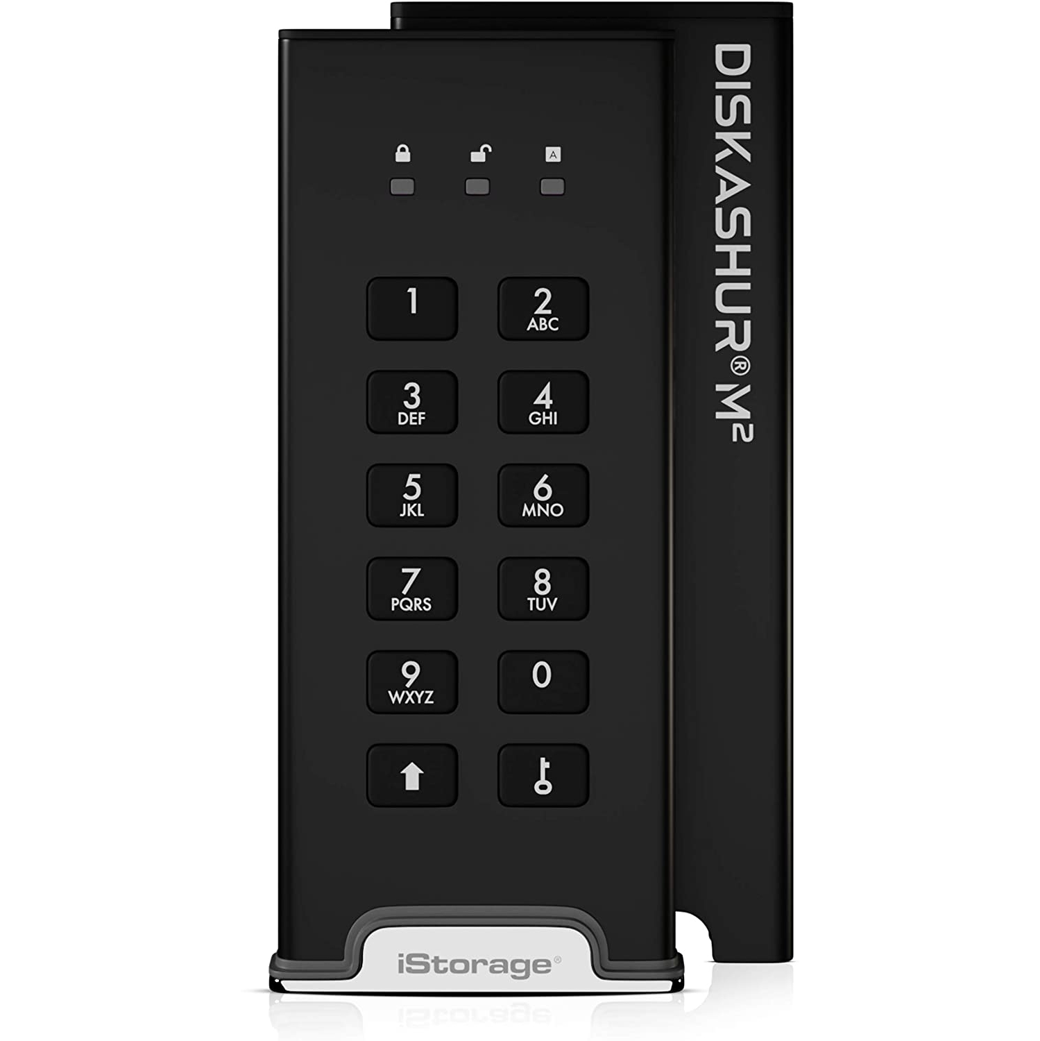 iStorage diskAshur M2 – PIN authenticated, Hardware encrypted USB 3.2 Portable SSD. Ultra-Fast, FIPS Compliant, Rugged & Portable. (1TB), Black IS-DAM2-256-1000