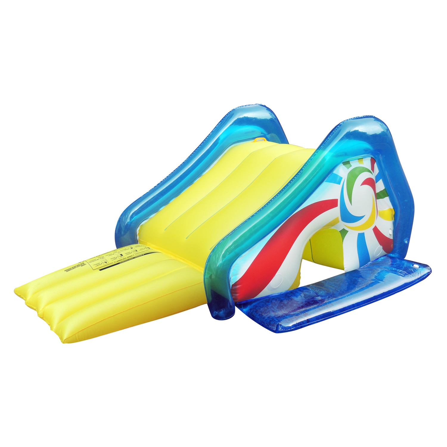 Yellow and Blue Pool Side Slide With an Attached Sprayer, 98-Inches