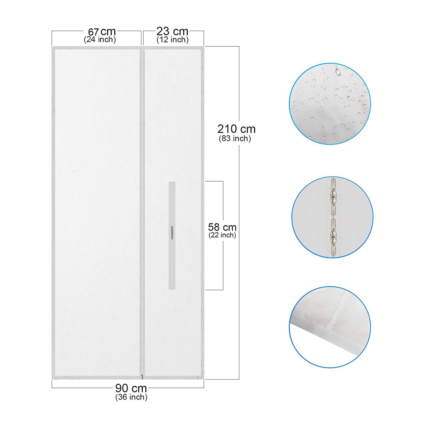 axGear Joint de porte pour climatiseur portable et sèche-linge 90 x 120 cm Fermeture éclair