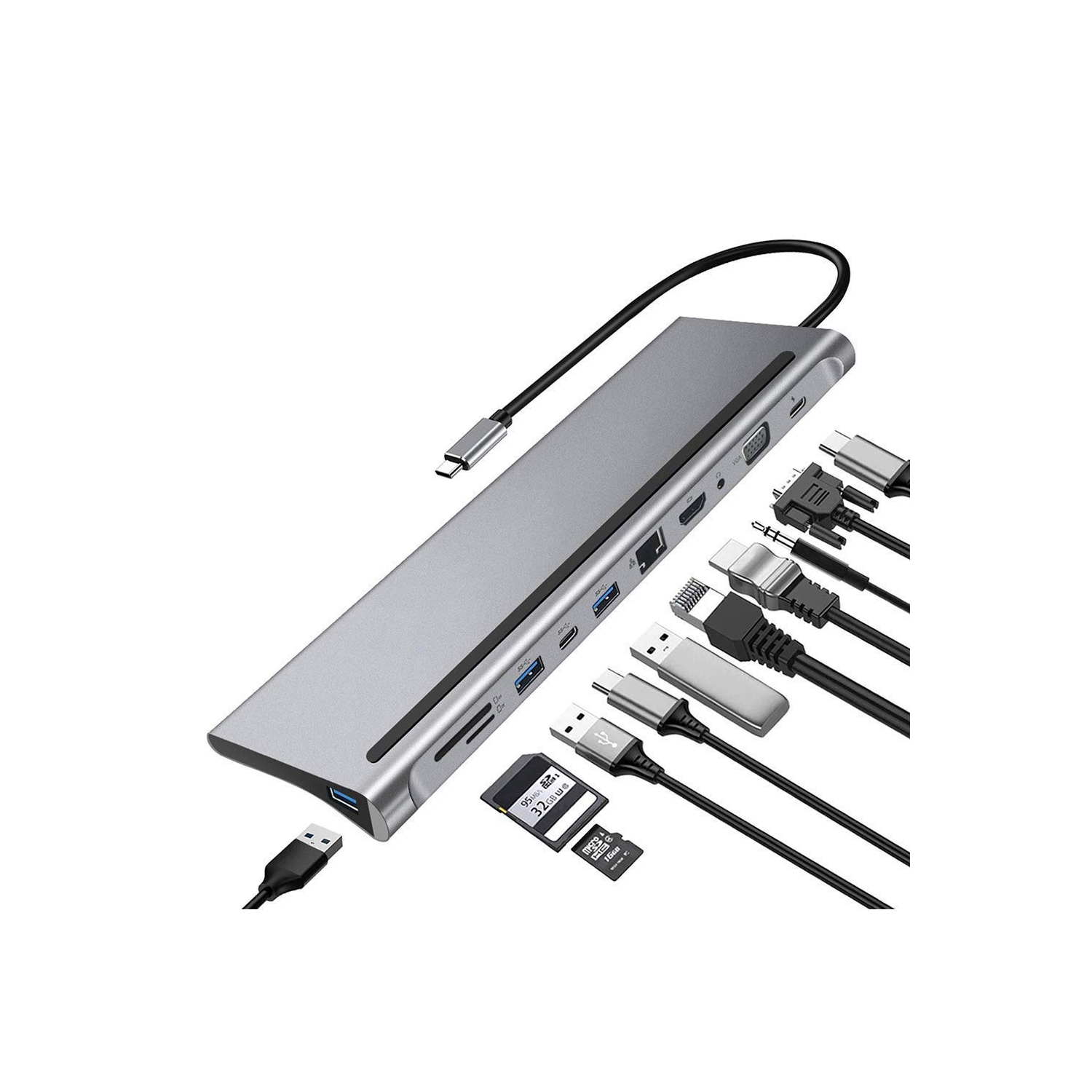 axGear USBC Type C 3.1 3.0 Station d'accueil HUB VGA HDMI Video Giga Lan Card Reader