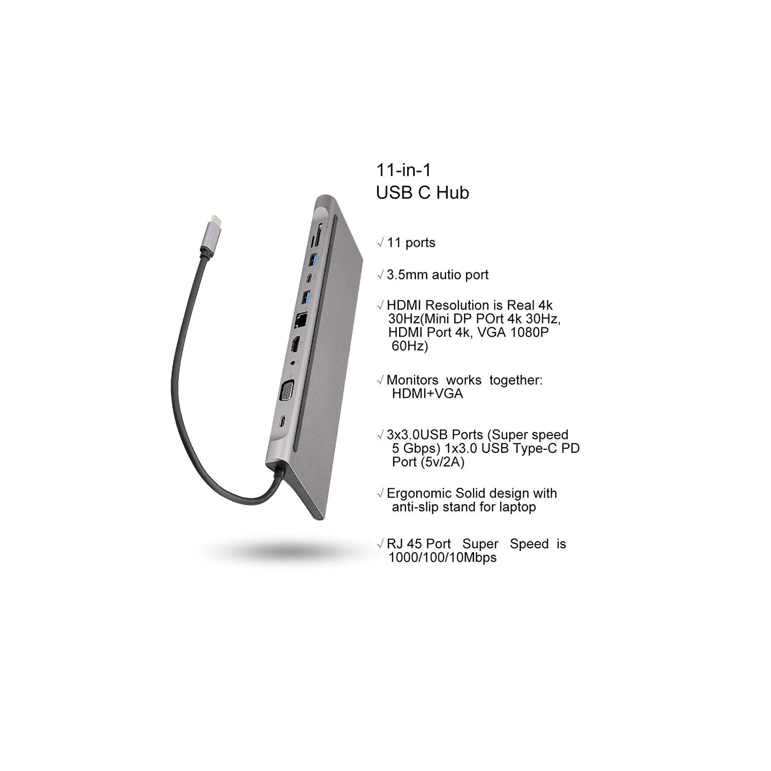 axGear USBC Type C 3.1 3.0 Station d'accueil HUB VGA HDMI Video Giga Lan Card Reader