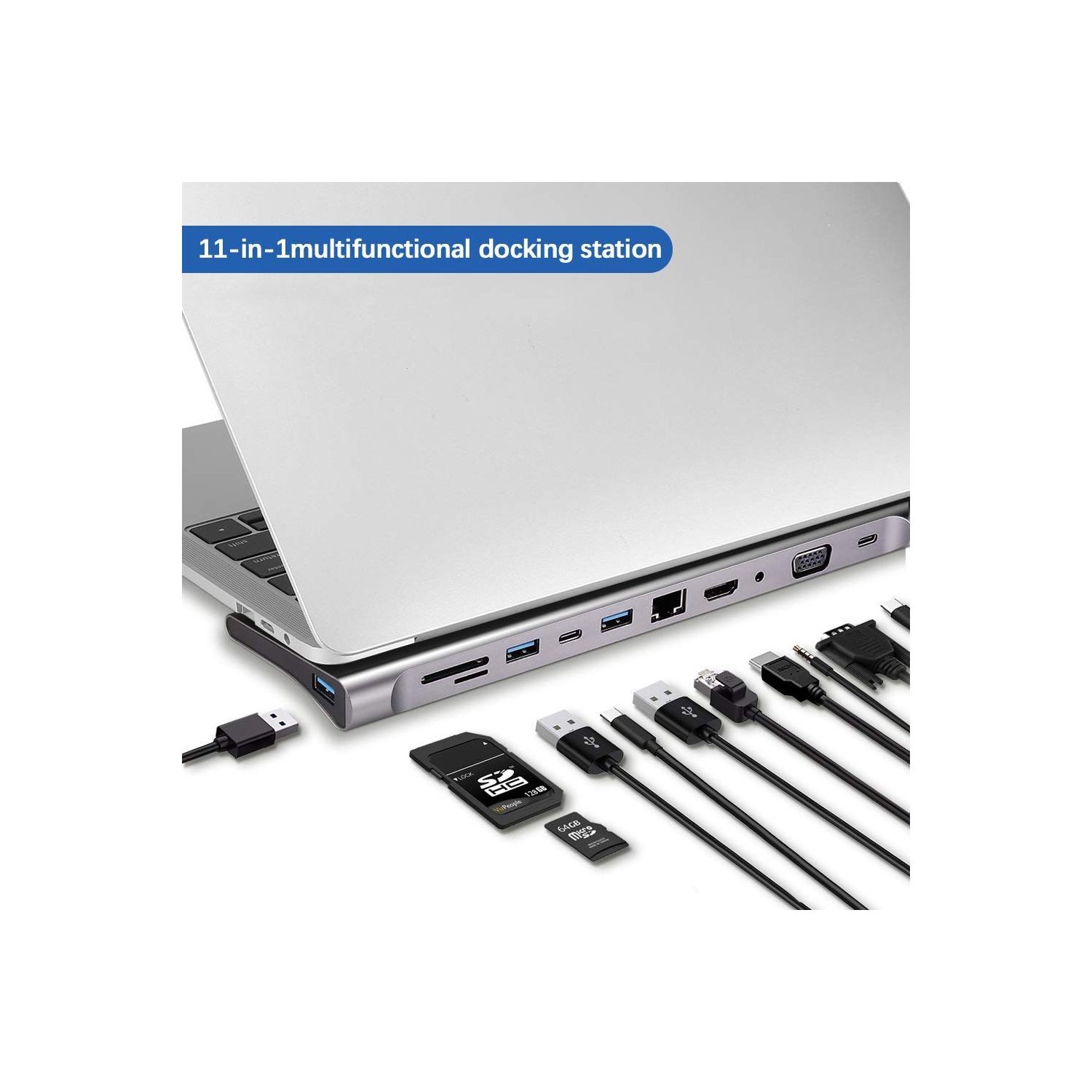 axGear USBC Type C 3.1 3.0 Station d'accueil HUB VGA HDMI Video Giga Lan Card Reader