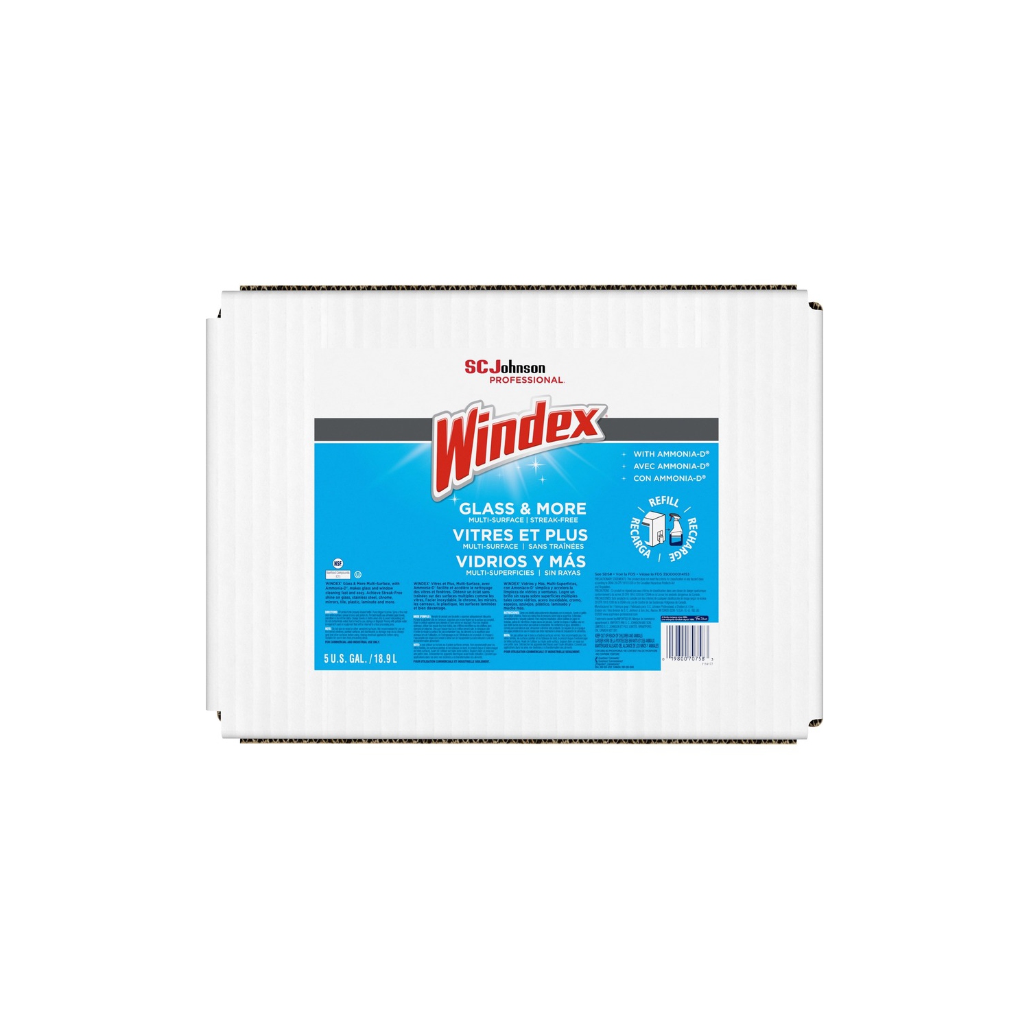 Windex Cleaner Bag-In-A-Box - Liquide prêt à l'emploi - 640 fl oz - 1 chacun - Bleu