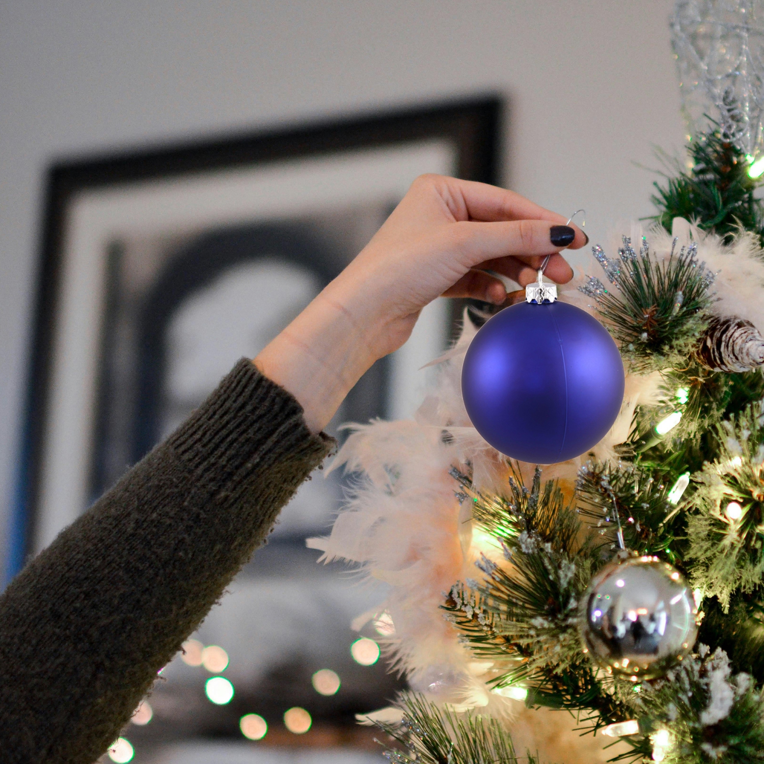 Matte Cobalt Blue Shatterproof Christmas Ball Ornament 2.75"