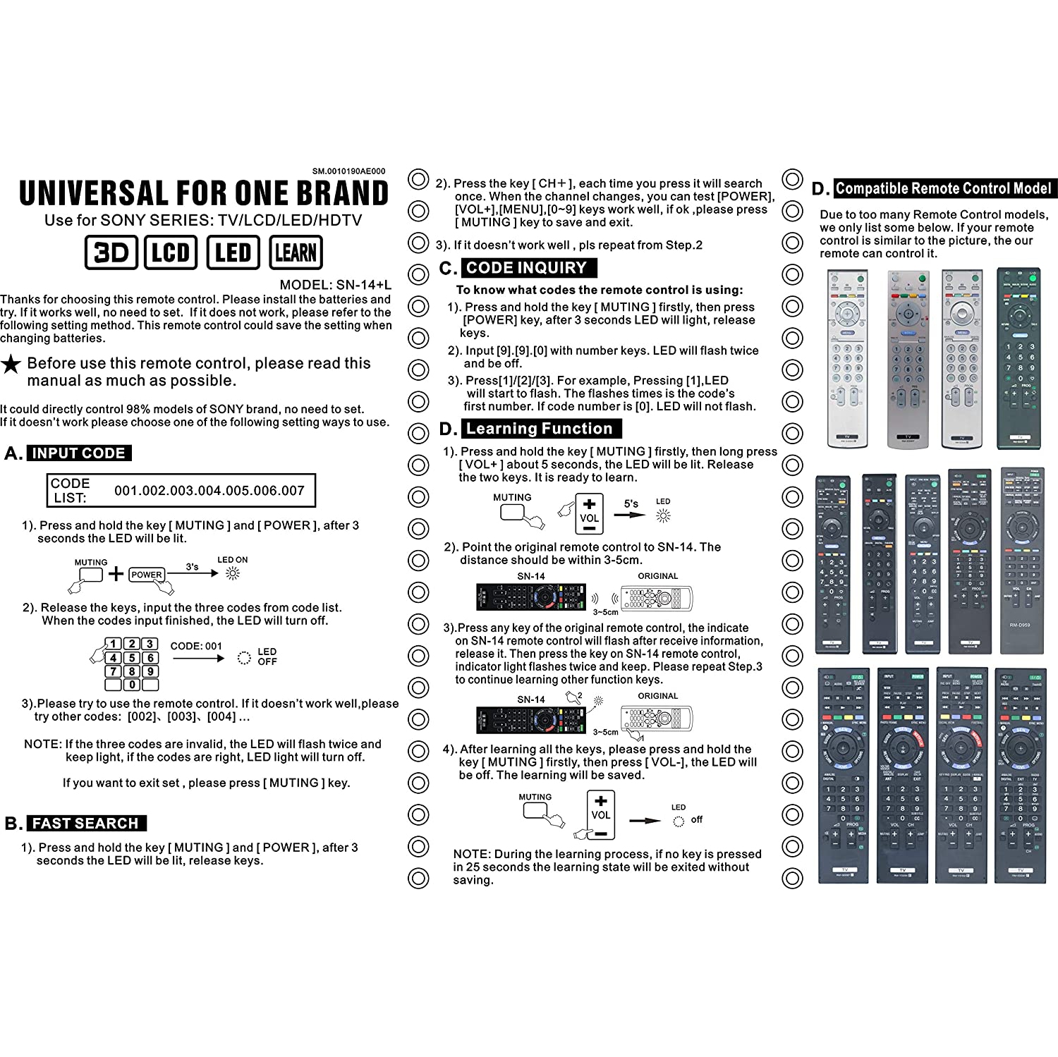 Universal Remote Control fit for Sony TV RM-YD005 RM-YD014 RM-YD018 RM-YD021 RM-YD024 RM-YD025 YD026 RM-YD027