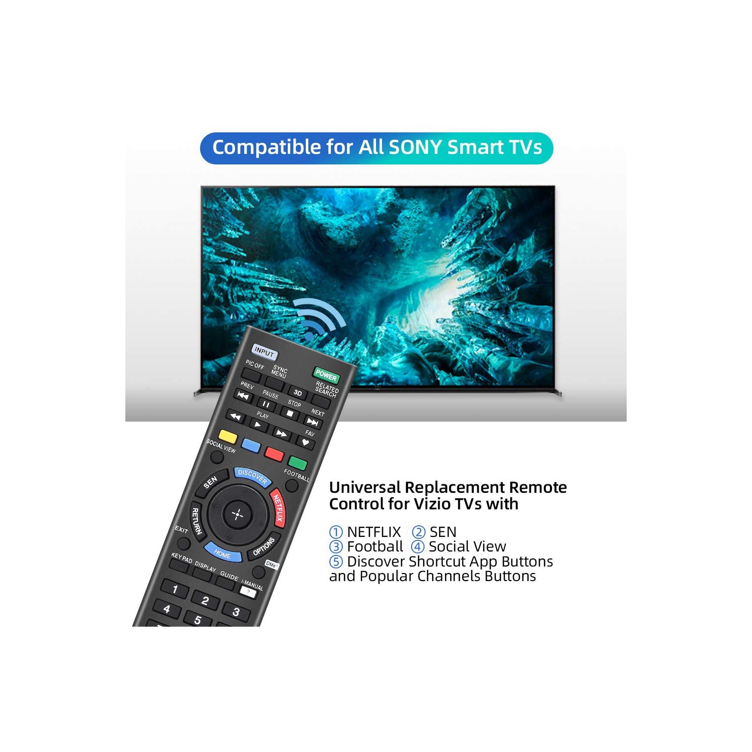 Télécommande universelle pour presque tous les modèles RM-YD005 RM-YD014 RM-YD018 RM-YD021 RM-YD024 RM-YD025 YD026 de Sony