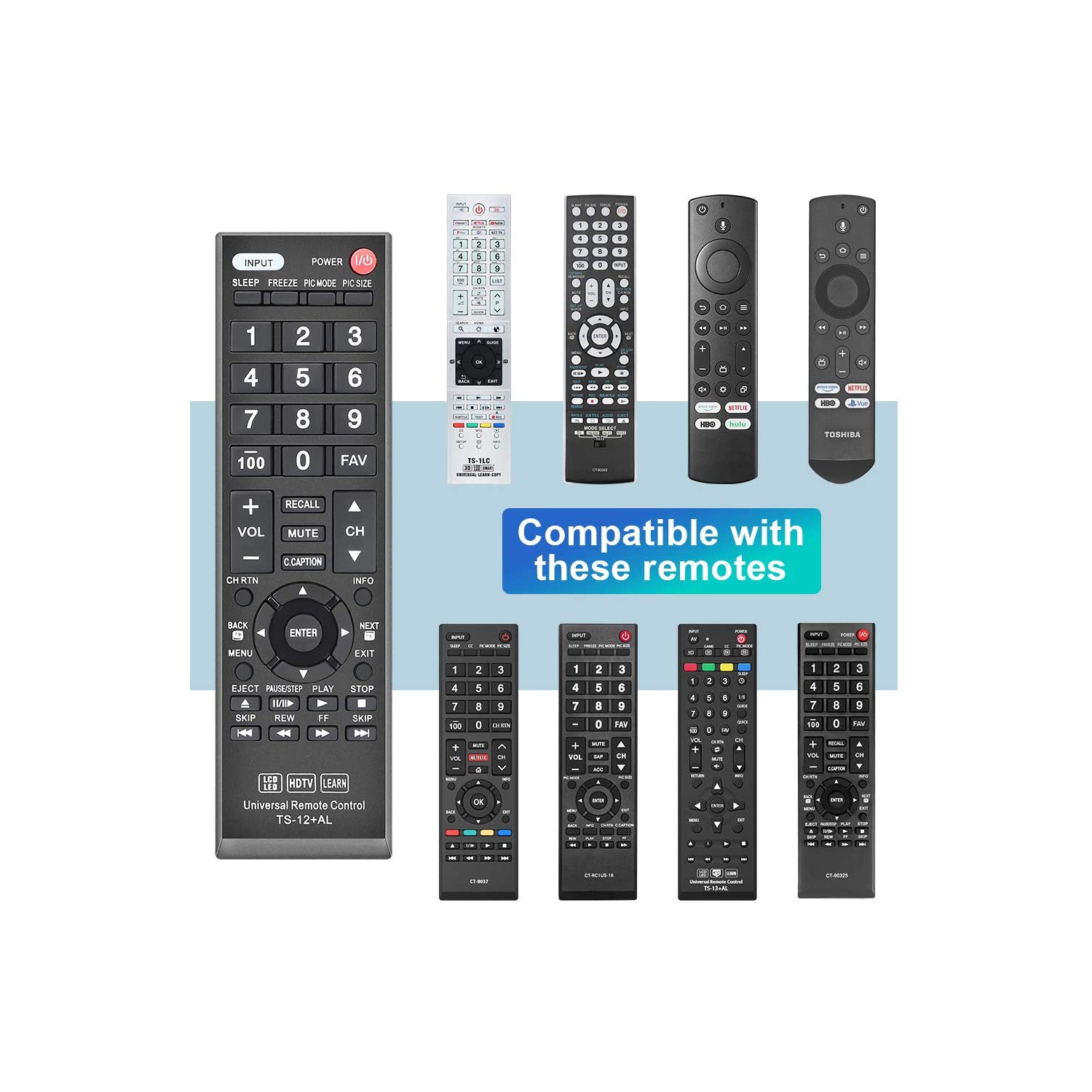 Remplacement compatible avec la télécommande universelle pour téléviseur/téléviseur HD/ACL/DEL de Toshiba, CT-90325 CT-90326 CT-90329 CT-8037
