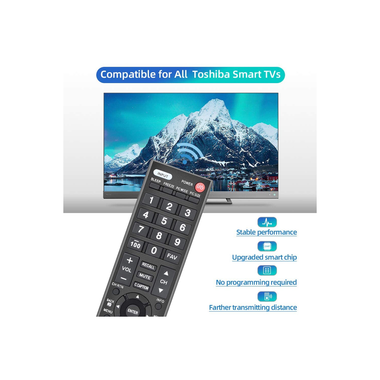 Remplacement compatible avec la télécommande universelle pour téléviseur/téléviseur HD/ACL/DEL de Toshiba, CT-90325 CT-90326 CT-90329 CT-8037