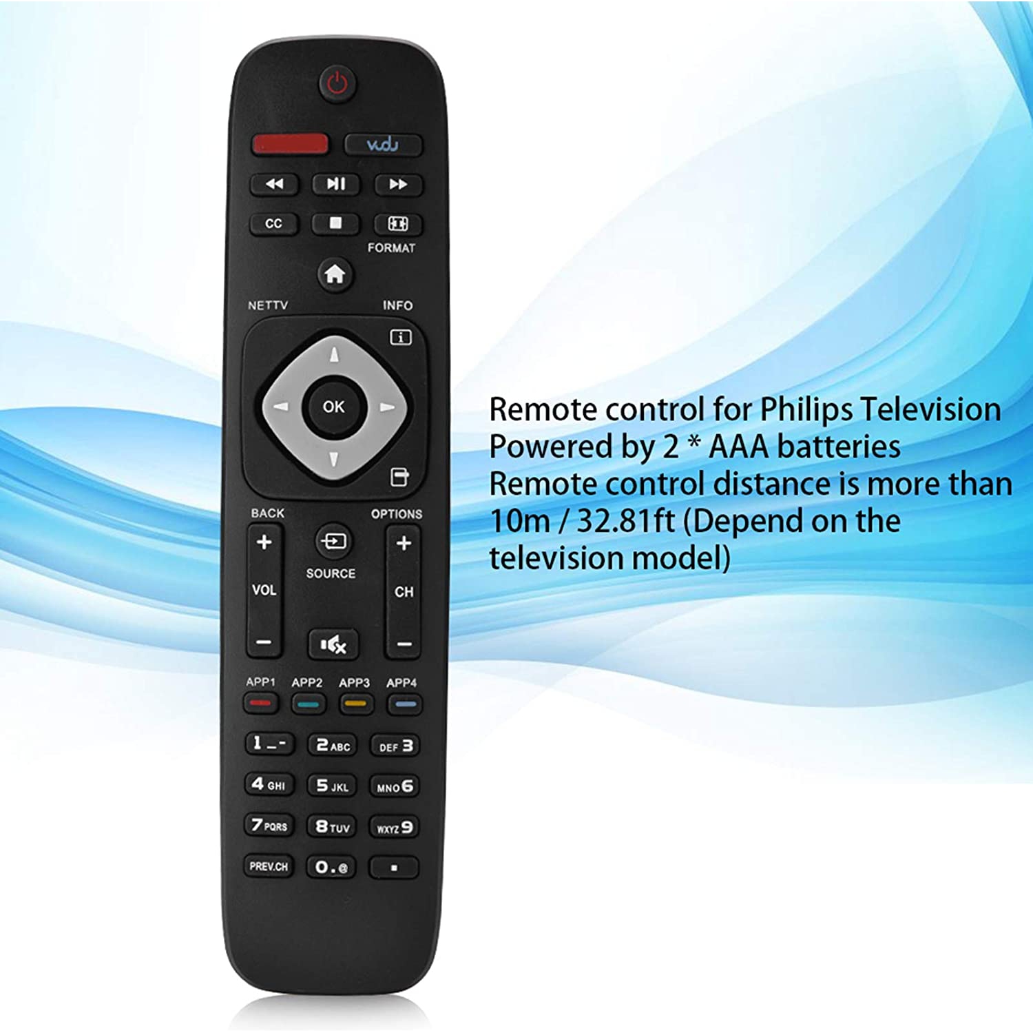 Universal Smart TV Remote Control Replacement for URMT39JHG003, 10m Remote Control Distance, Black