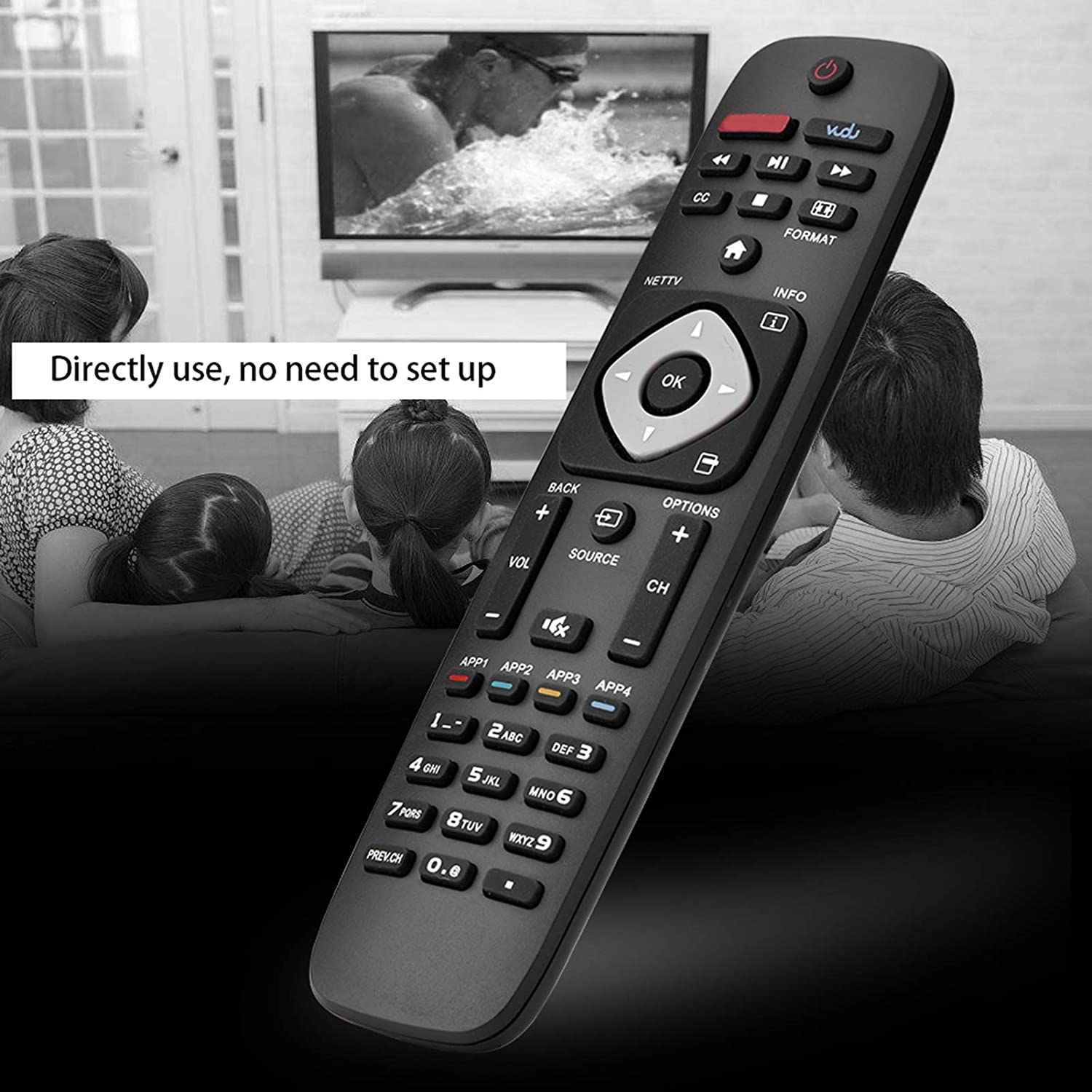 Universal Smart TV Remote Control Replacement for URMT39JHG003, 10m Remote Control Distance, Black