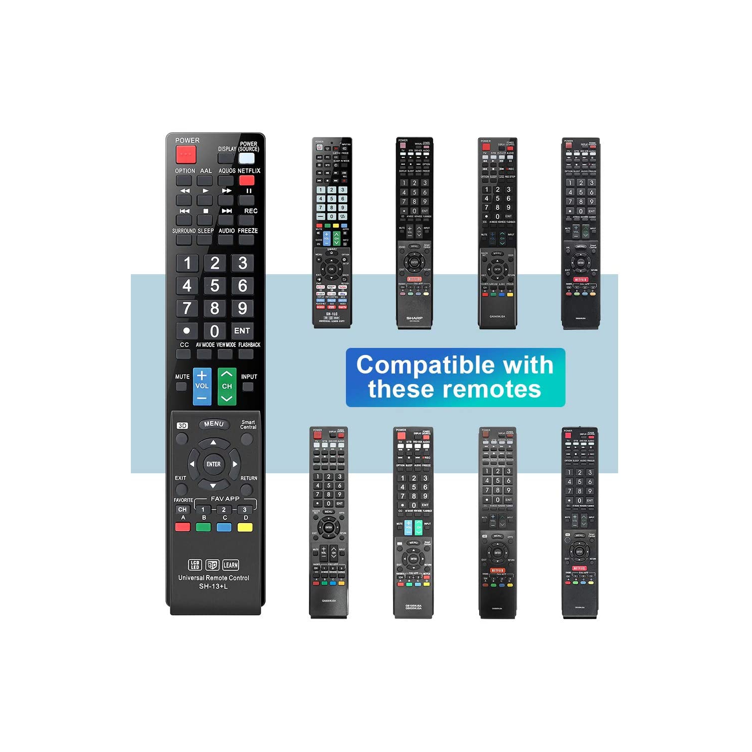 Universal Remote Control for Almost All Sharp Smart AQUOS TV LCD LED HD TV, GB004WJSA GB005WJSA GA890WJSA