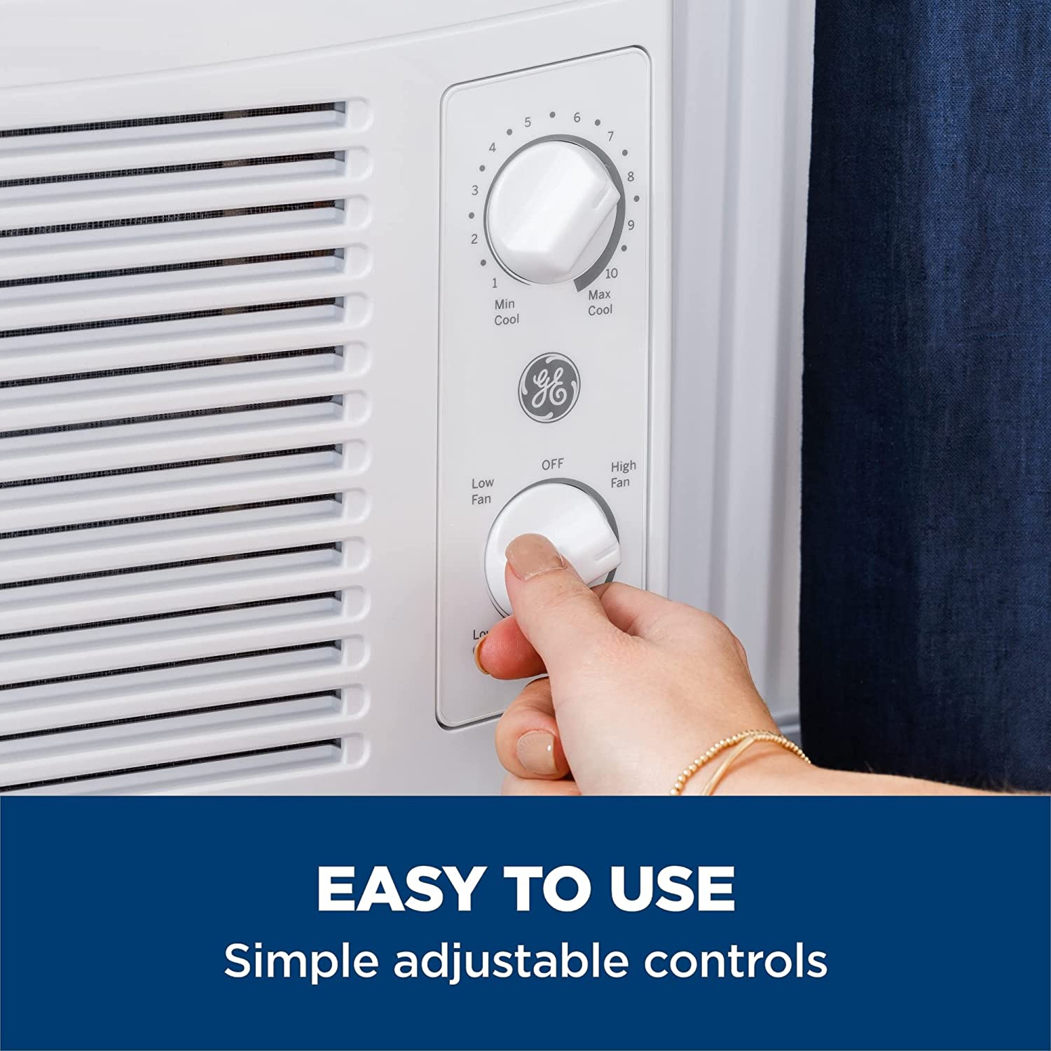 Climatiseur de fenêtre de GE de 12 5,000 BTU, mécanique, piscines allant jusqu’à 150 pi2 Pi, trousse d’installation facile incluse, blanc