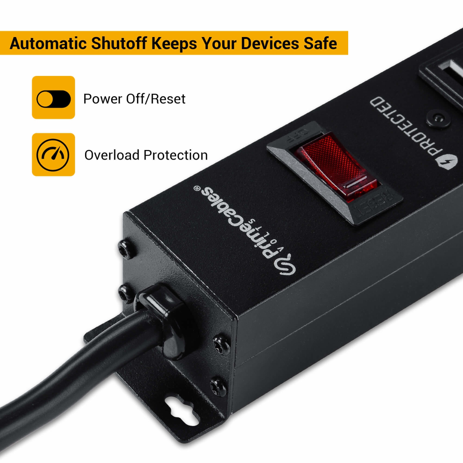 PrimeCables 16-Outlet Heavy Duty workshops Surge Protector Power Strip with 5 Ft Cord 1020 Joules, Black