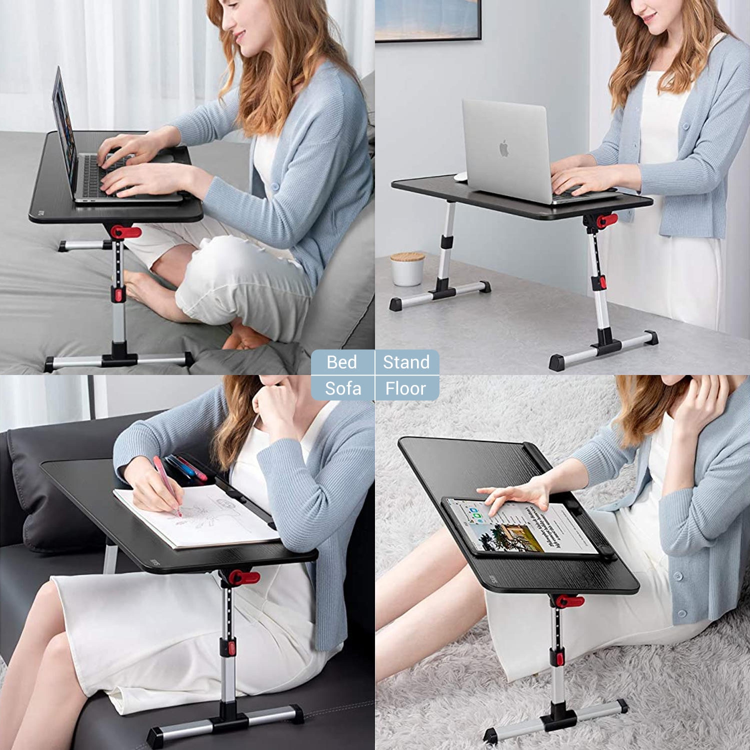 17" Height Adjustable Laptop Stand ,Portable Reading Holder Lap Desk Table Bed Desk Couch Desk Breakfast-in-bed Tray