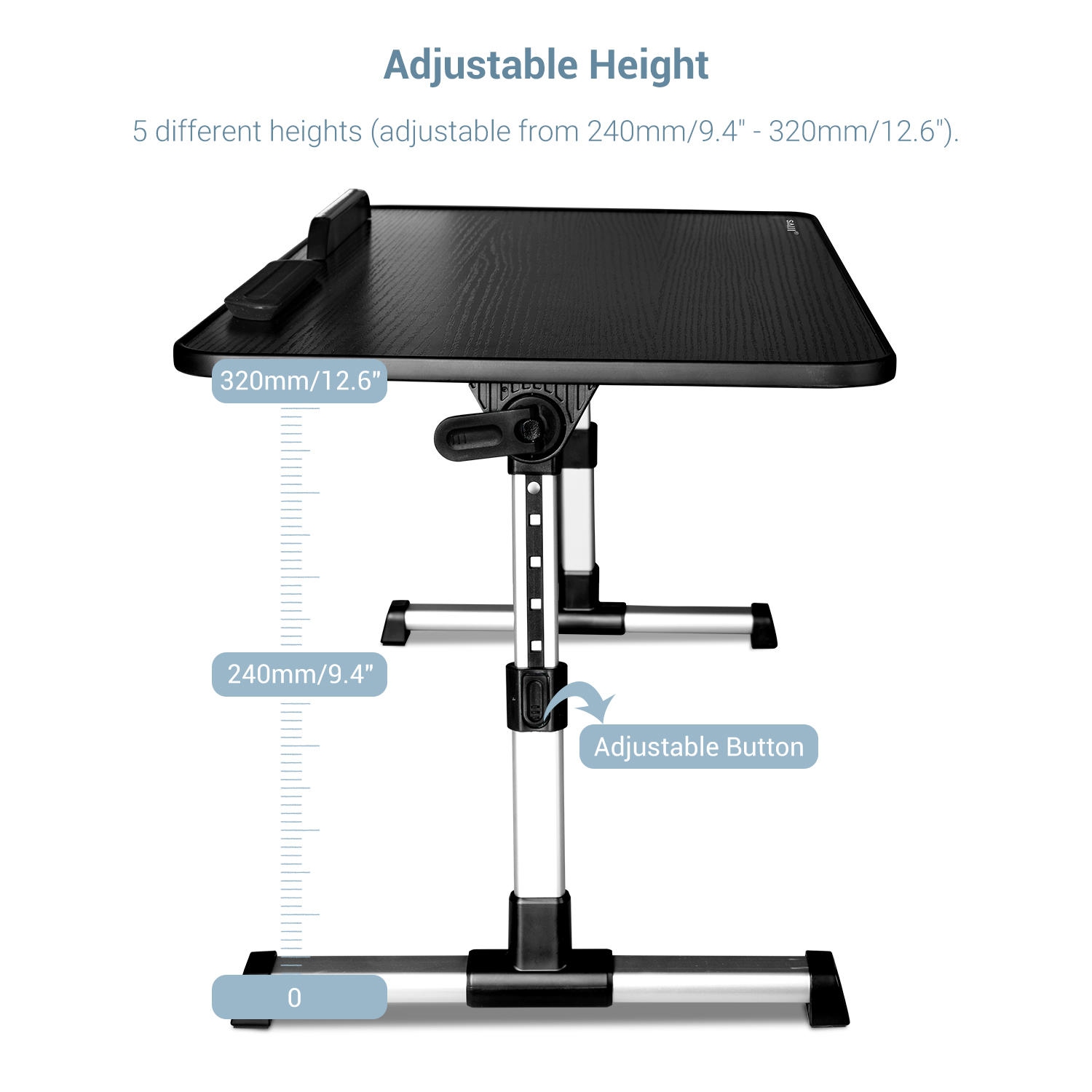 17" Height Adjustable Laptop Stand ,Portable Reading Holder Lap Desk Table Bed Desk Couch Desk Breakfast-in-bed Tray