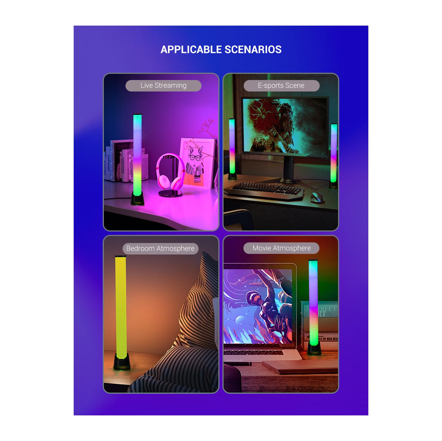 Lumière ambiante créative colorée RVB contrôlée par application pour voiture, décoration de salle de jeu, bureau, studio DJ