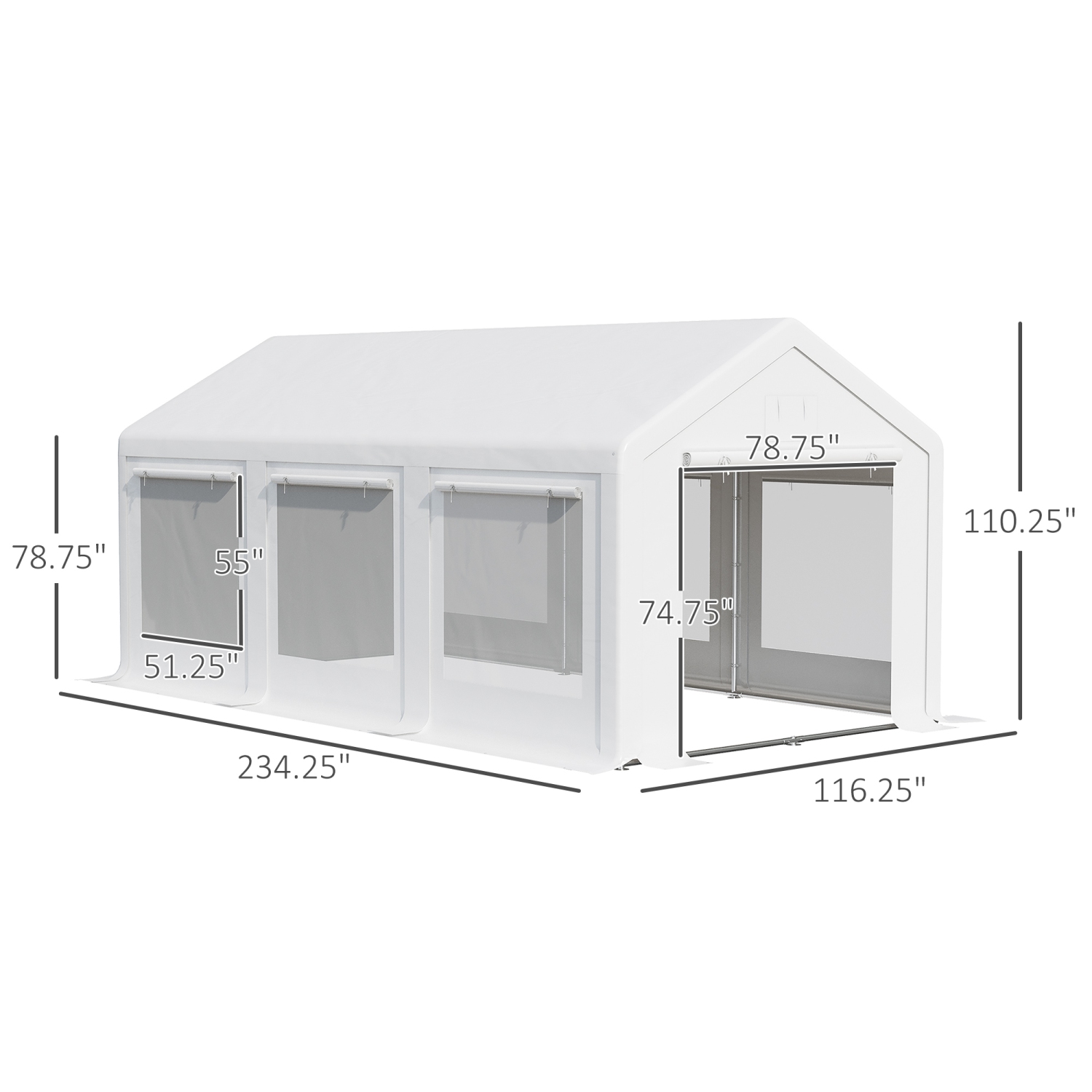 Outsunny 20' x 10' Tente de fête pavillon de jardin avec 6 parois latérales amovibles et fenêtres pour l'événement extérieur, blanc