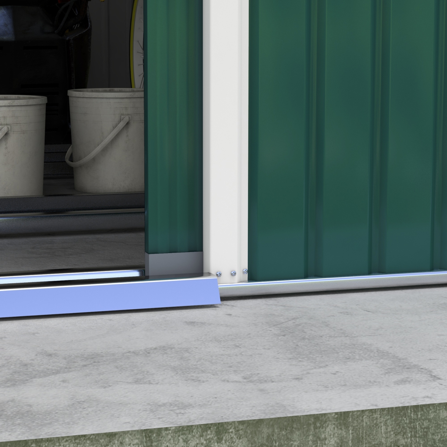 Outsunny 11' x 13' Garden Storage Shed with Foundation Kit, Metal Tool Storage House with Double Doors for Outdoor Patio Yard, Green