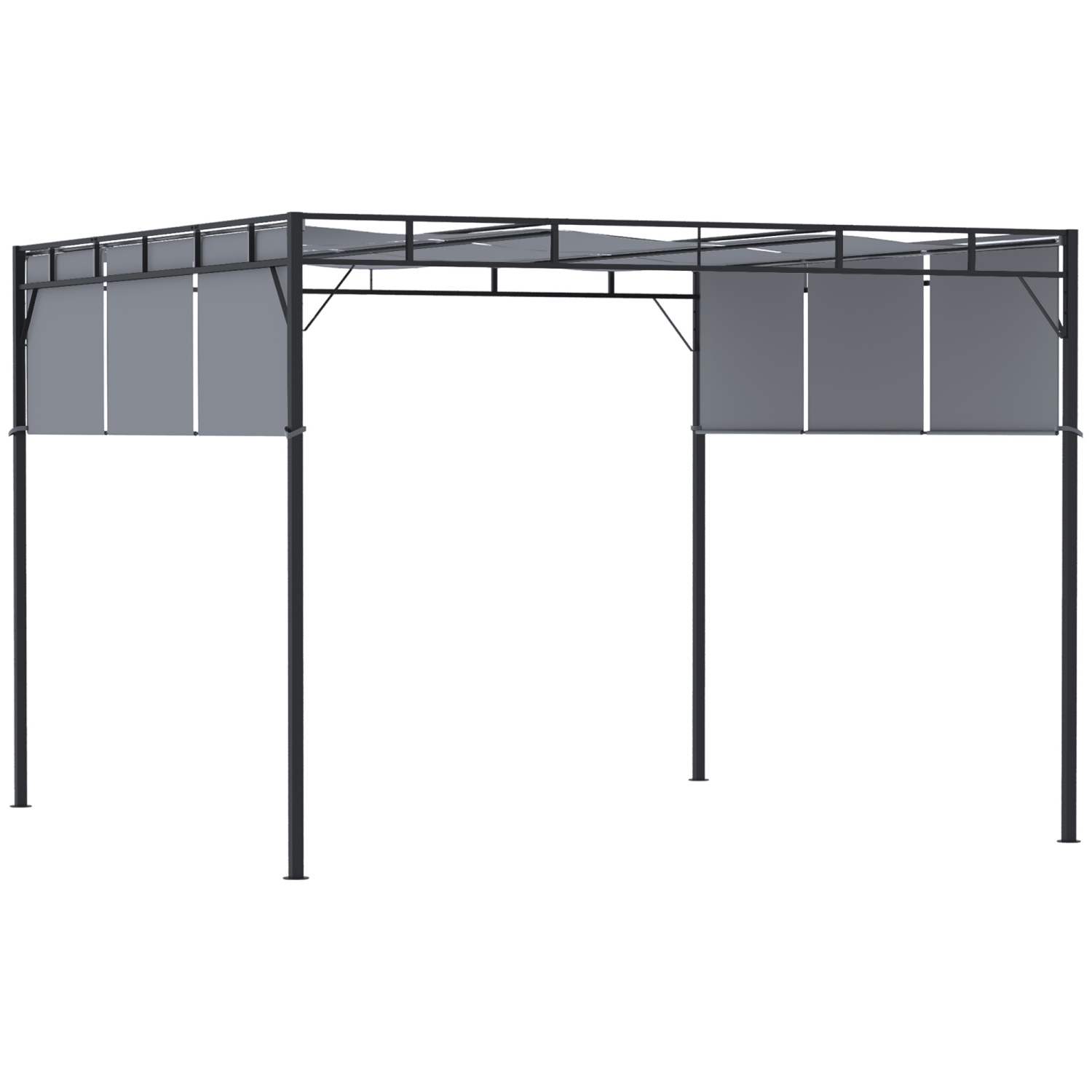 Outsunny 10' x 10' Retractable Pergola Canopy, Patio Gazebo Sun Shelter with Steel