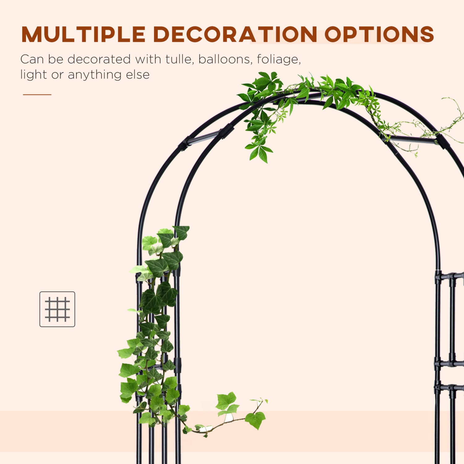 Outsunny 8ft Garden Arch with Two Planters Outdoor Steel Trellis Arbor for Climbing Plants, Weddings, Party, Brown, Black