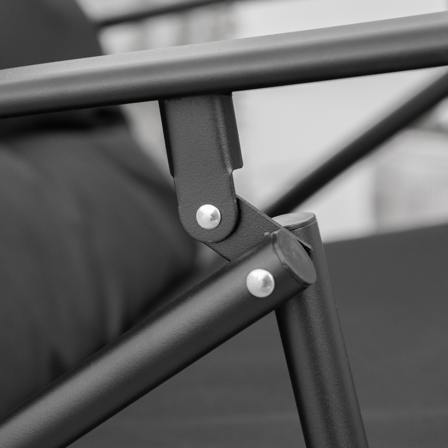 Outsunny Foldable Lounge Chair, Fabric Upholstered Recliner, Outdoor Lounger with Armrest, Metal Frame Camping Beach Chair for Poolside, Deck,