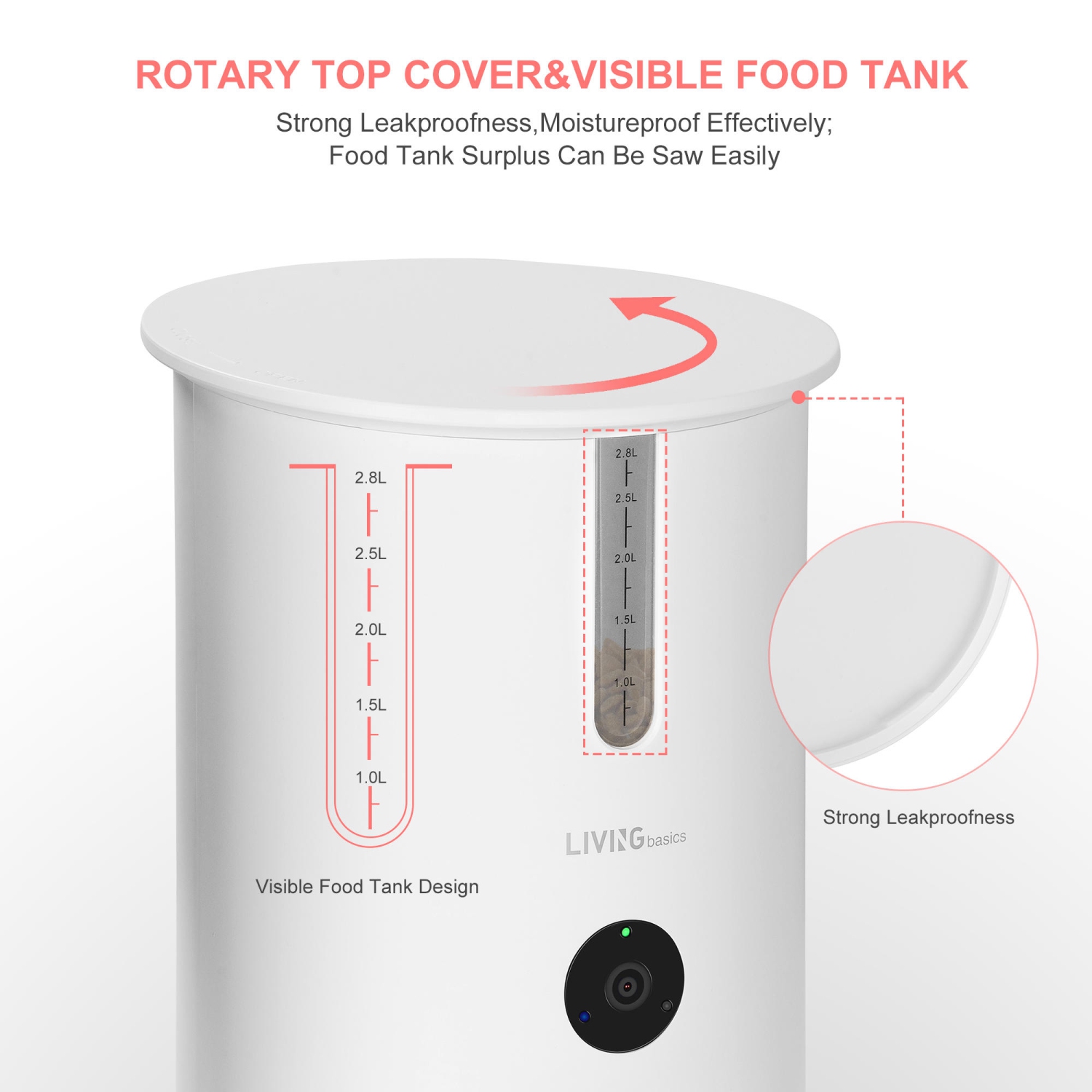 2.4G WiFi Smart Dry Food Dispenser Automatic APP Control Pet Dog & Cat Feeder with Camera - LIVINGbasics®