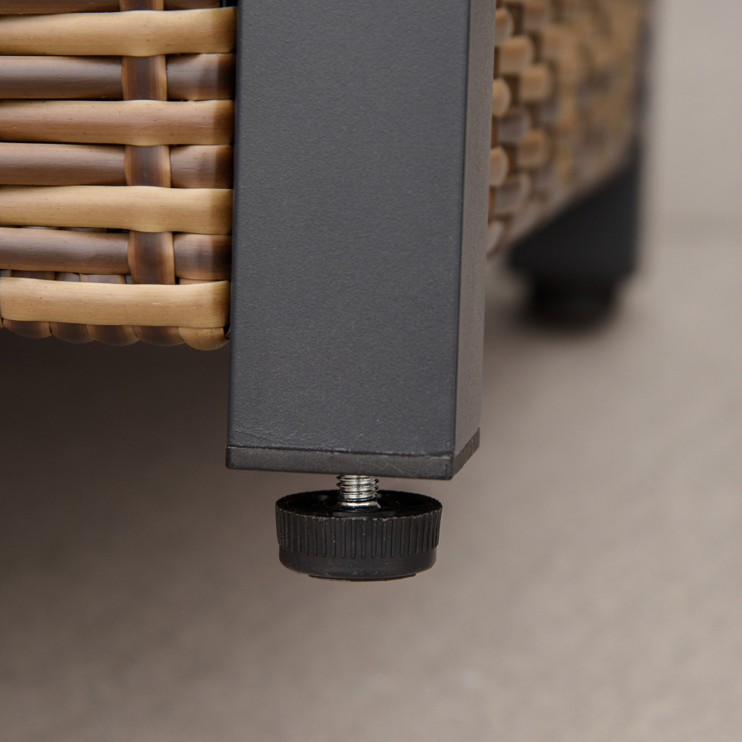 Table foyer extérieur au propane de 43 po Outsunny, foyer en osier à allumage pulsé 50 000 BTU avec pare-vent en verre, pierre en