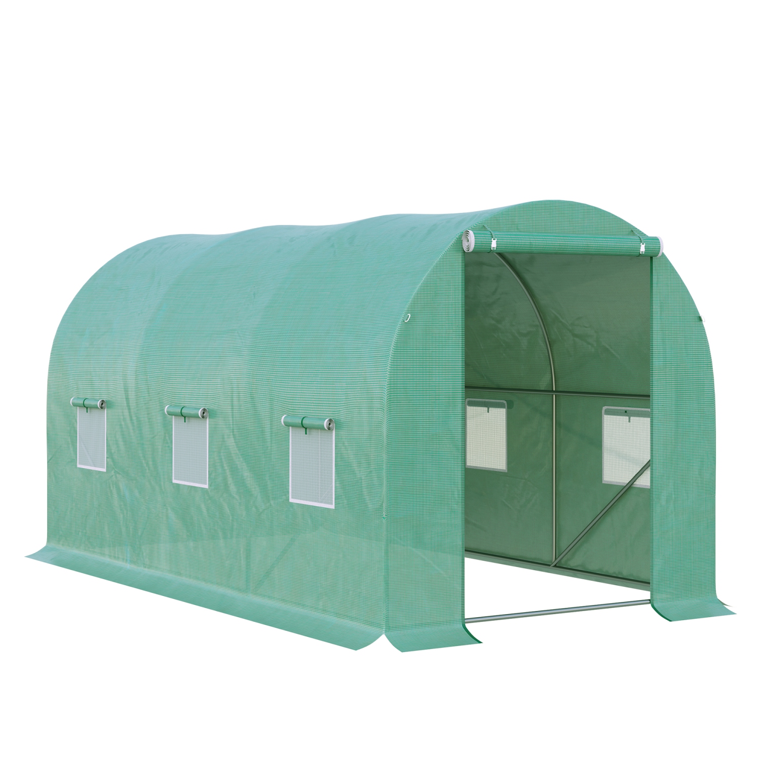 Outsunny 13' x 6' x 6' Outdoor Walk-in Tunnel Greenhouse Portable Plant Gardening Warm House with PE Cover Green
