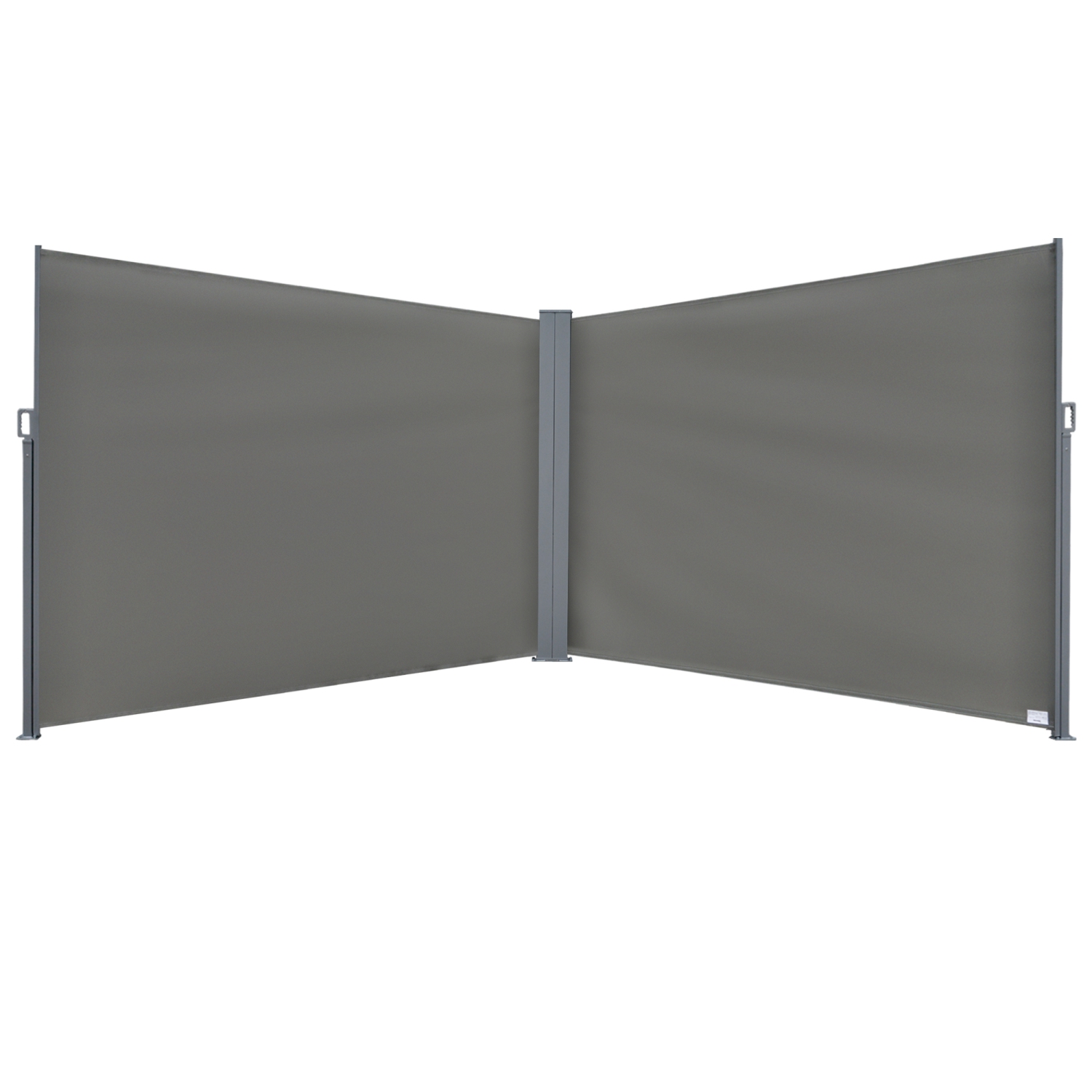 Outsunny Patio Retractable Double Side Awning, Folding Privacy Screen Fence, Privacy Wall Corner Divider, Garden Outdoor Sun Shade Wind Screen, Indoor Room Divider, Grey