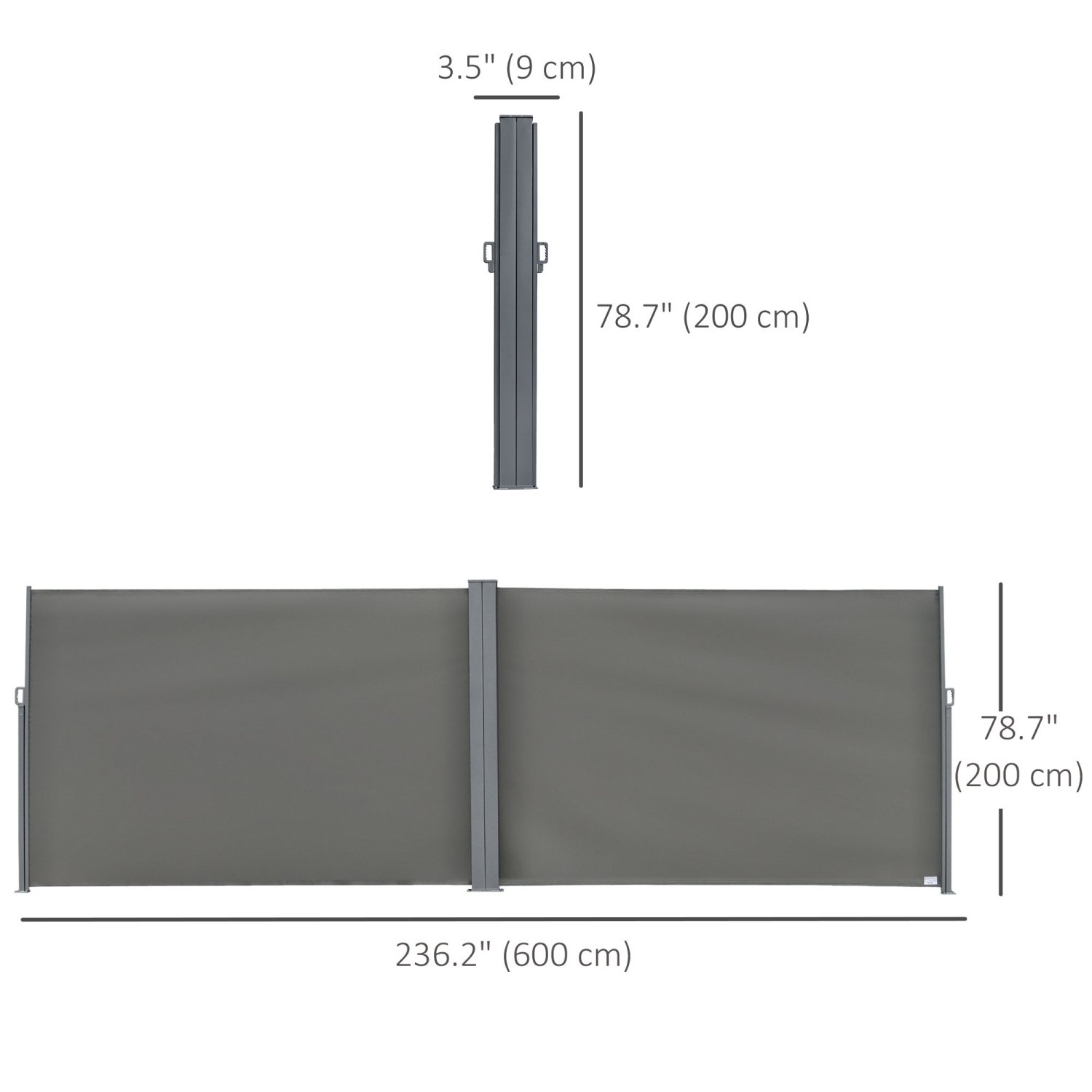 Outsunny Patio Retractable Double Side Awning, Folding Privacy French Screen Fence, Privacy Wall Corner Divider, Garden Outdoor Sun Shade Wind