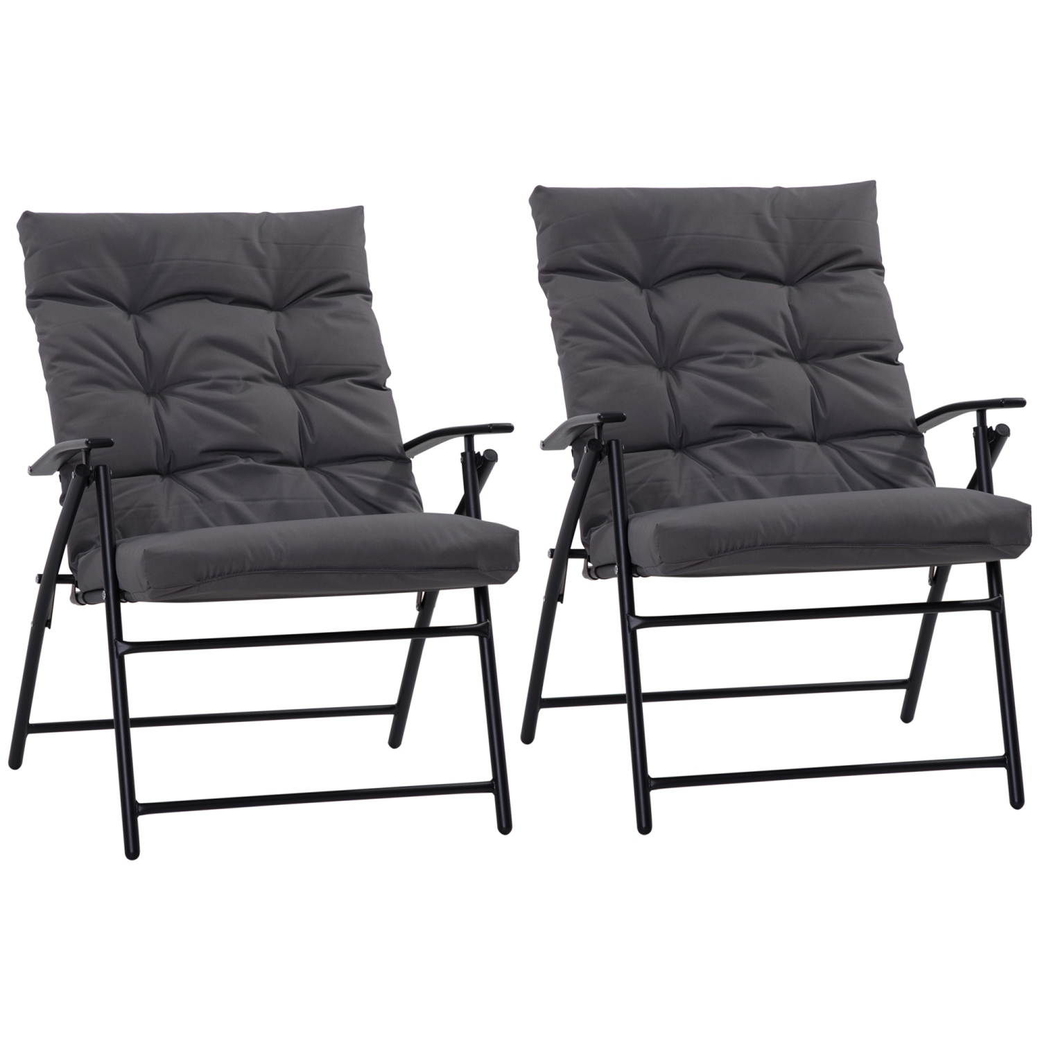 Ensemble de 2 chaises de salle à manger d'extérieur Outsunny, chaise de jardin pliante avec dossier réglable, chaises pliantes rembourrées pour