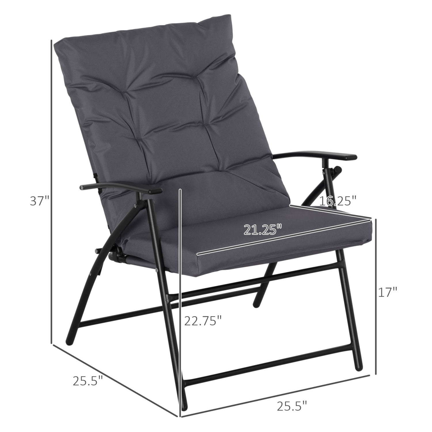 Ensemble de 2 chaises de salle à manger d'extérieur Outsunny, chaise de jardin pliante avec dossier réglable, chaises pliantes rembourrées pour