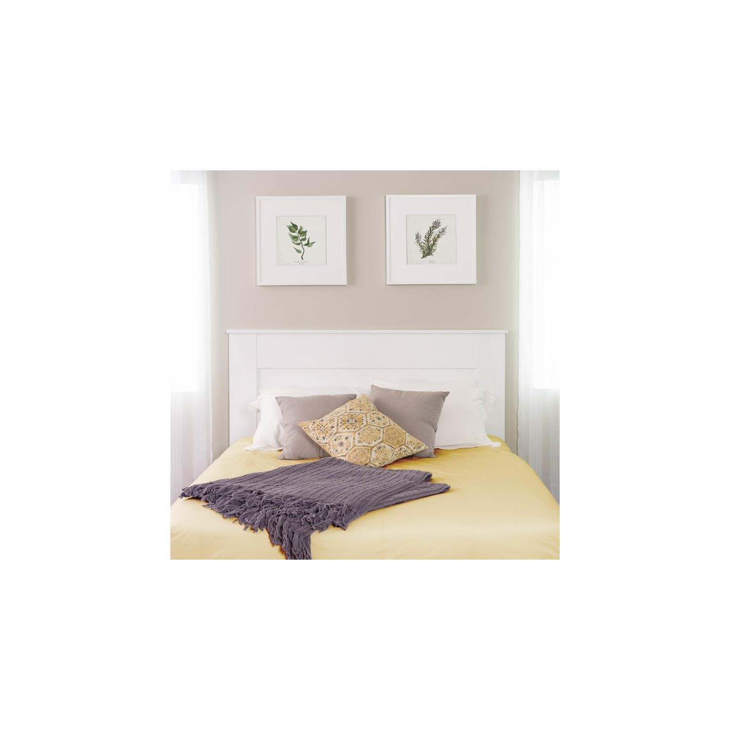 Wright Home Traditional Queen Flat Panel Wood Headboard in White