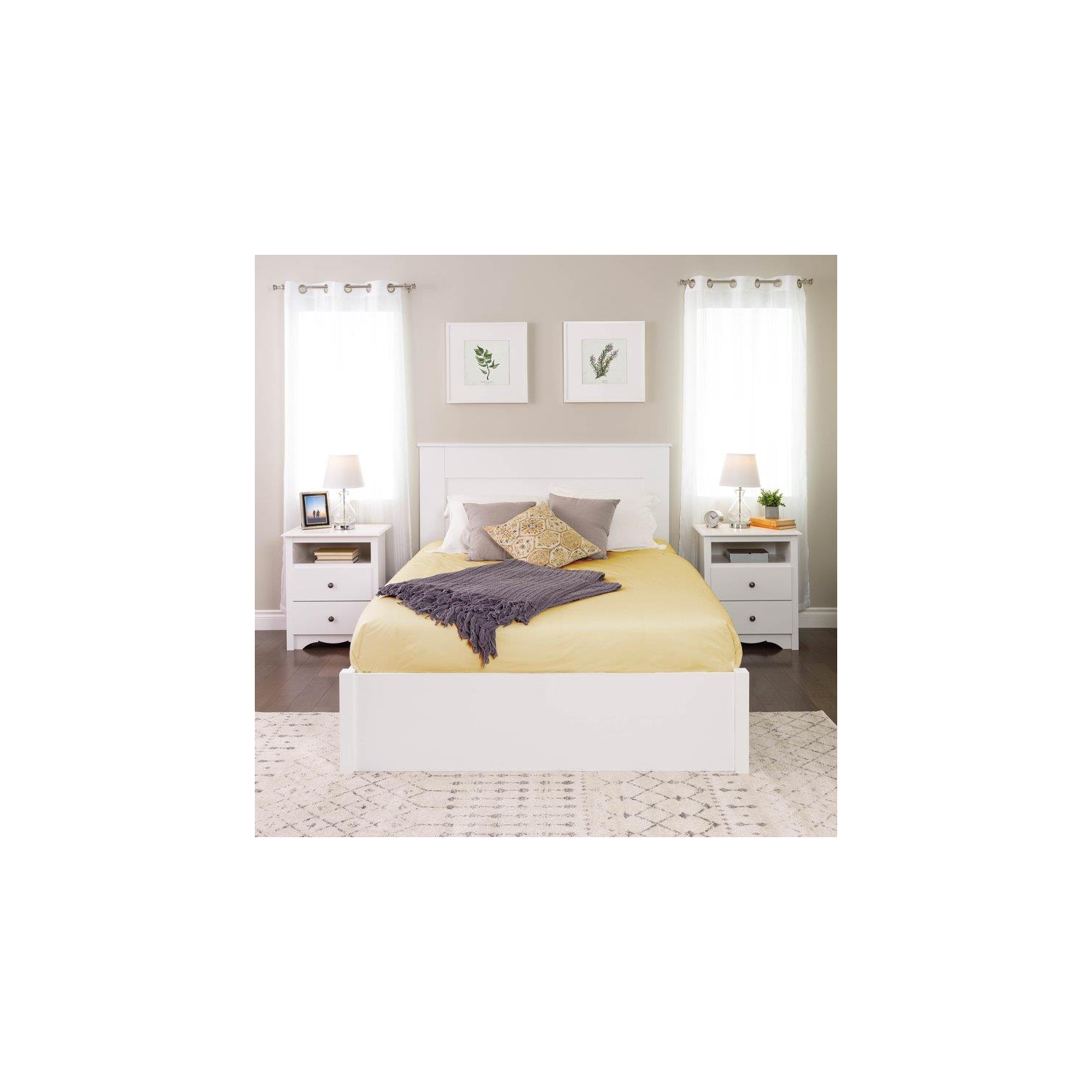 Wright Home Traditional Queen Flat Panel Wood Headboard in White