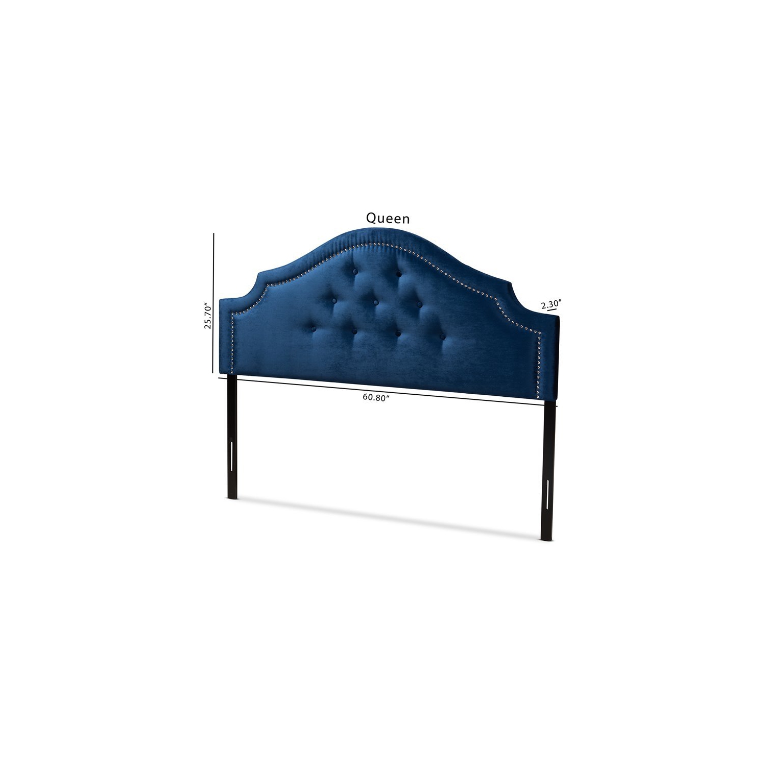 Baxton Studio – tête de lit en velours capitonné Cora et en bois pour grand lit, bleu royal
